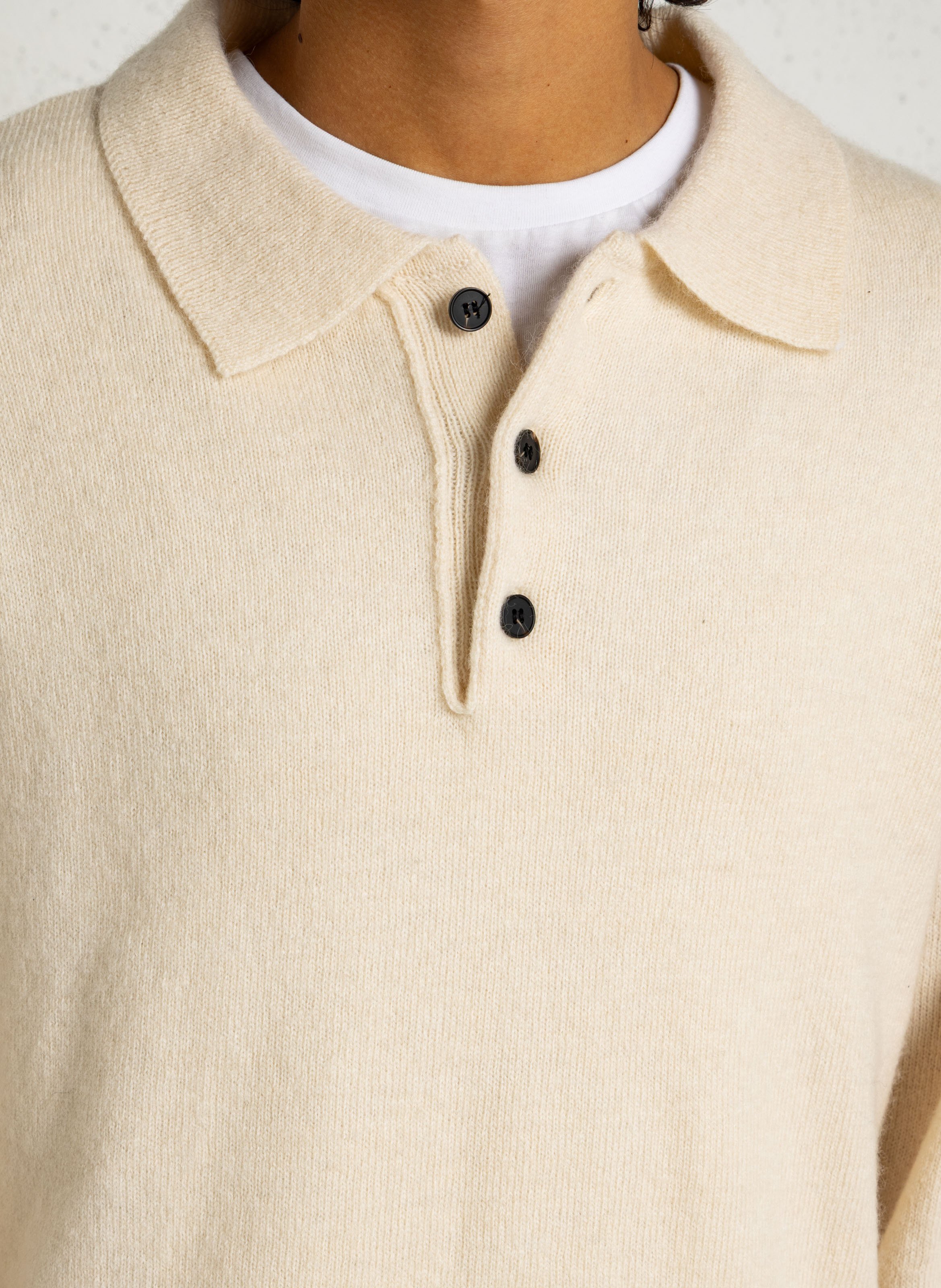 Pull col polo en laine mélangée SOLID Beige