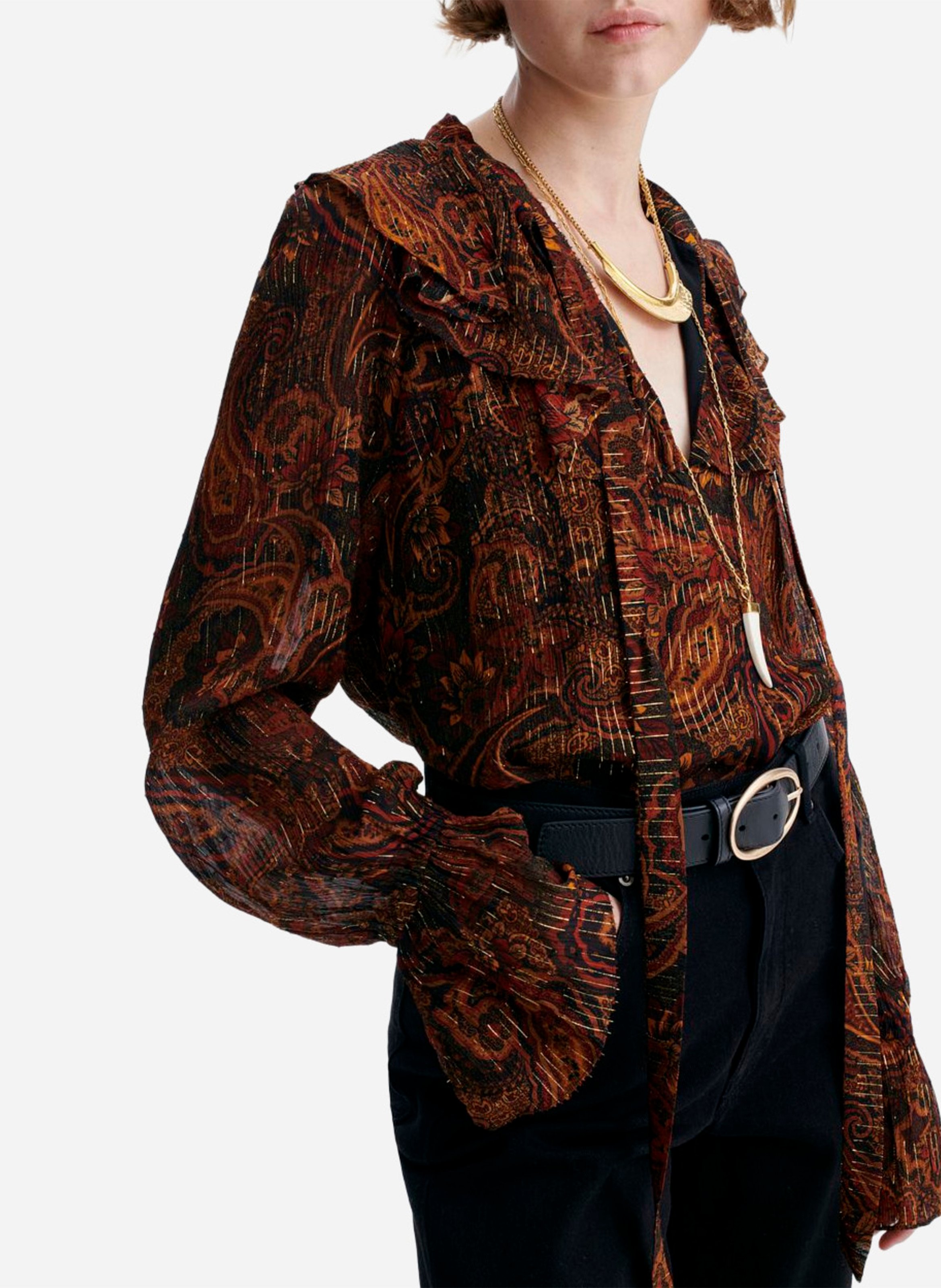 Printed henley blouse VANESSA BRUNO Brown