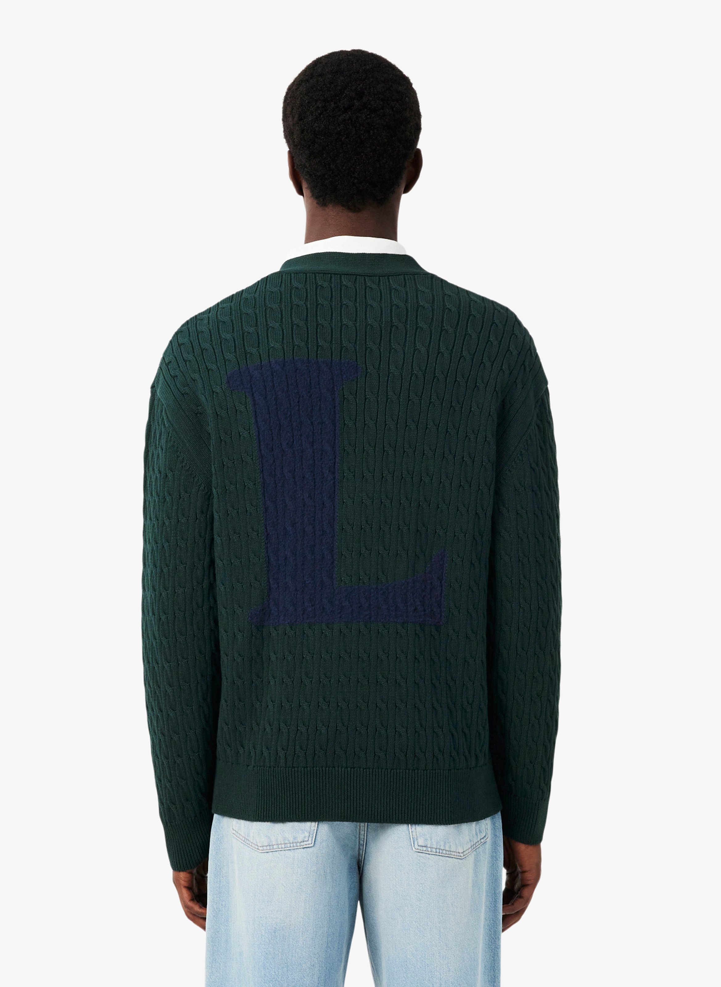 Cardigan ample en coton mélangé LACOSTE Vert