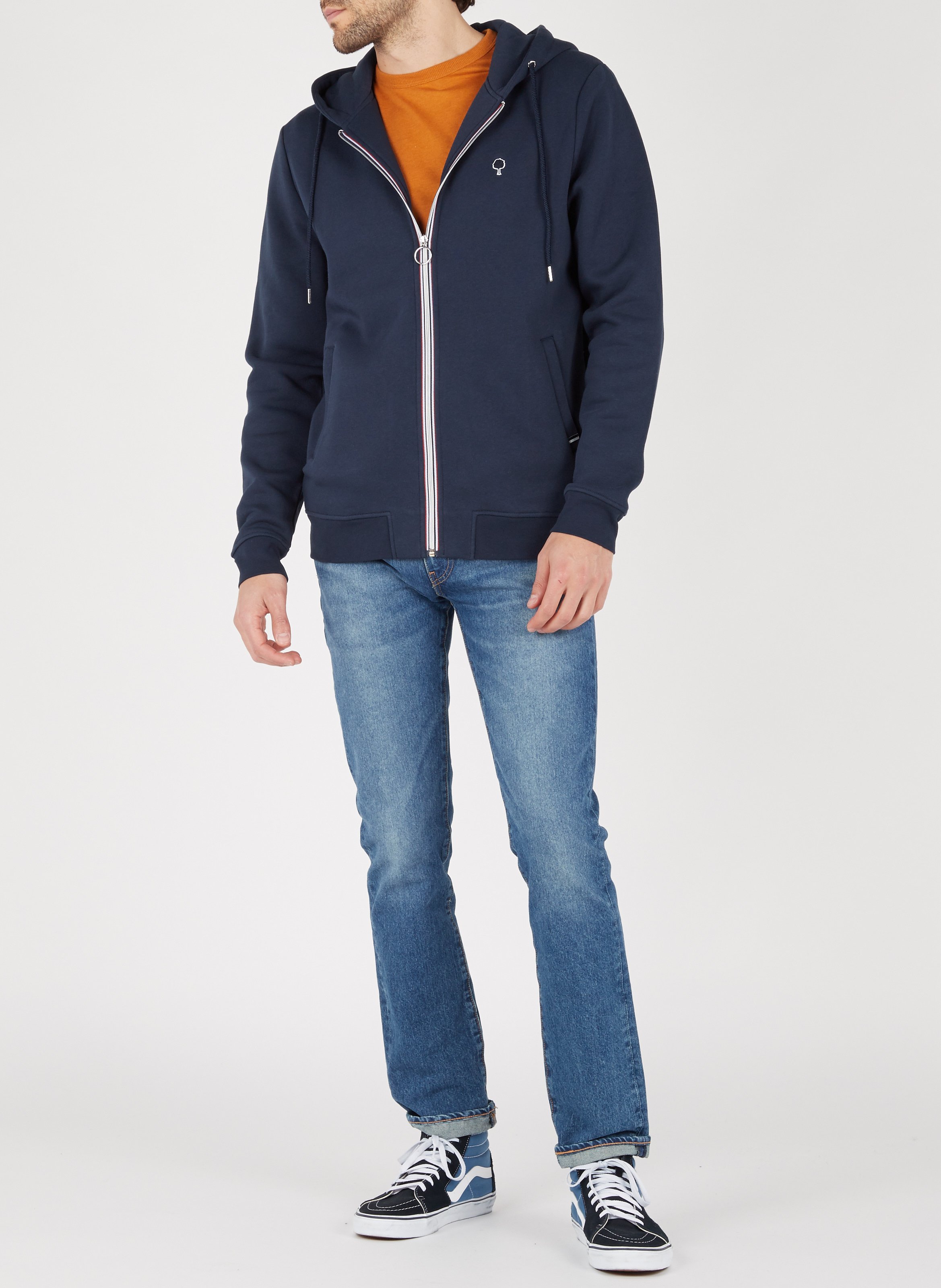 Regular-fit sweater van joggingstof met capuchon FAGUO Blauw