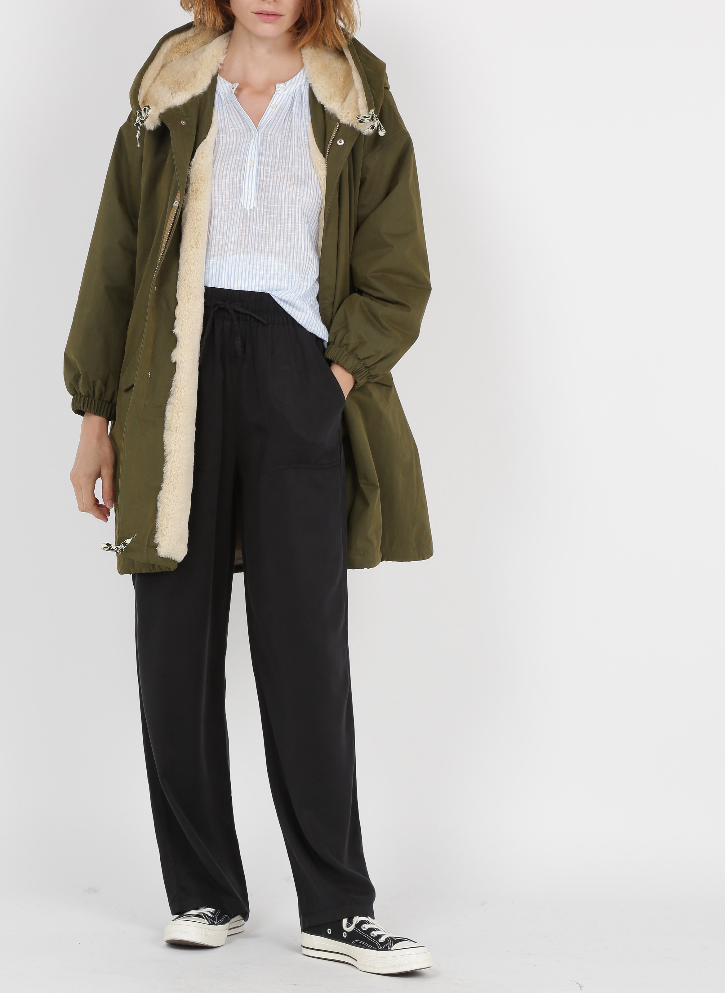 Parka met gevoerde capuchon - katoenblend BELLEROSE Kaki
