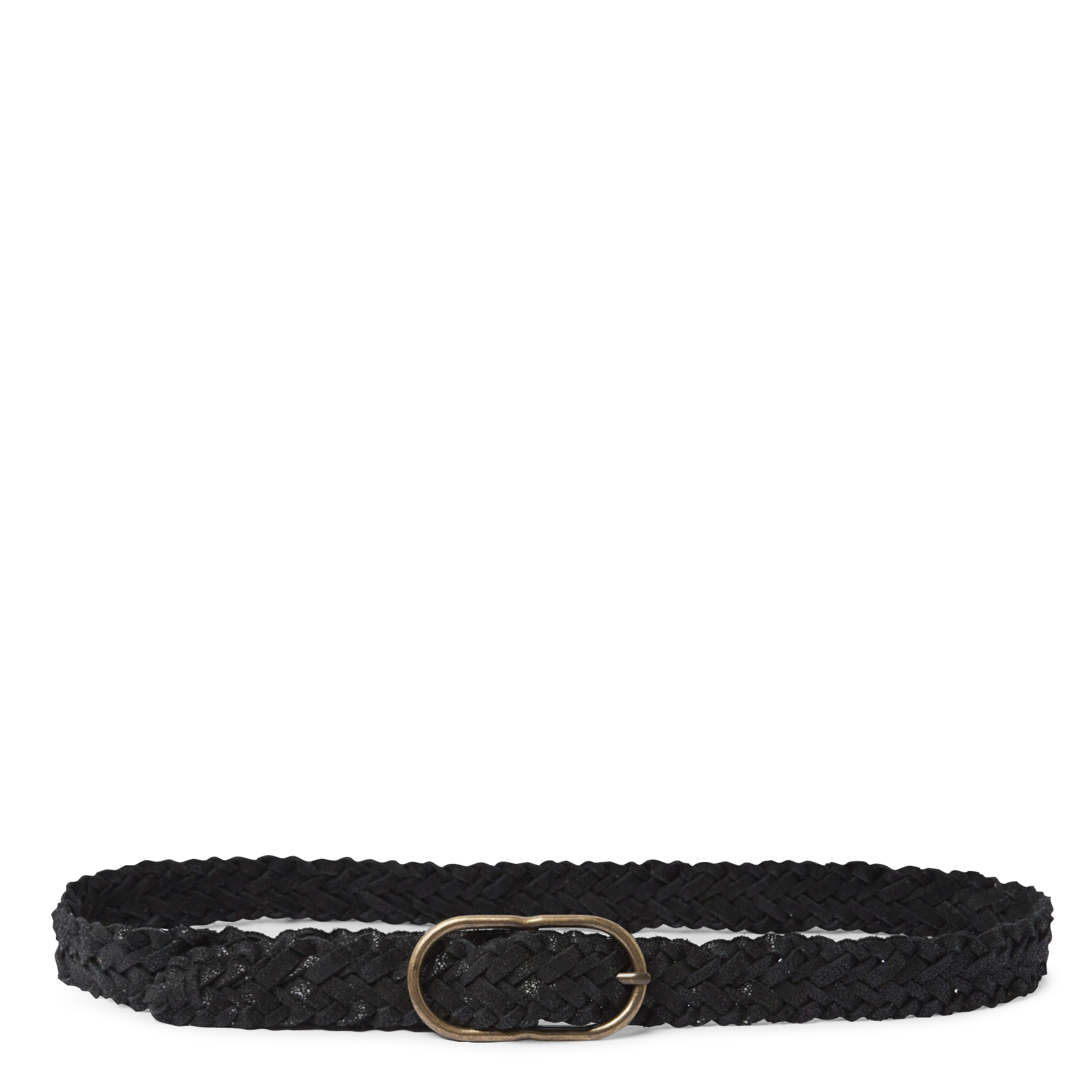 Ceinture tressée en cuir métallisé PIECES Noir