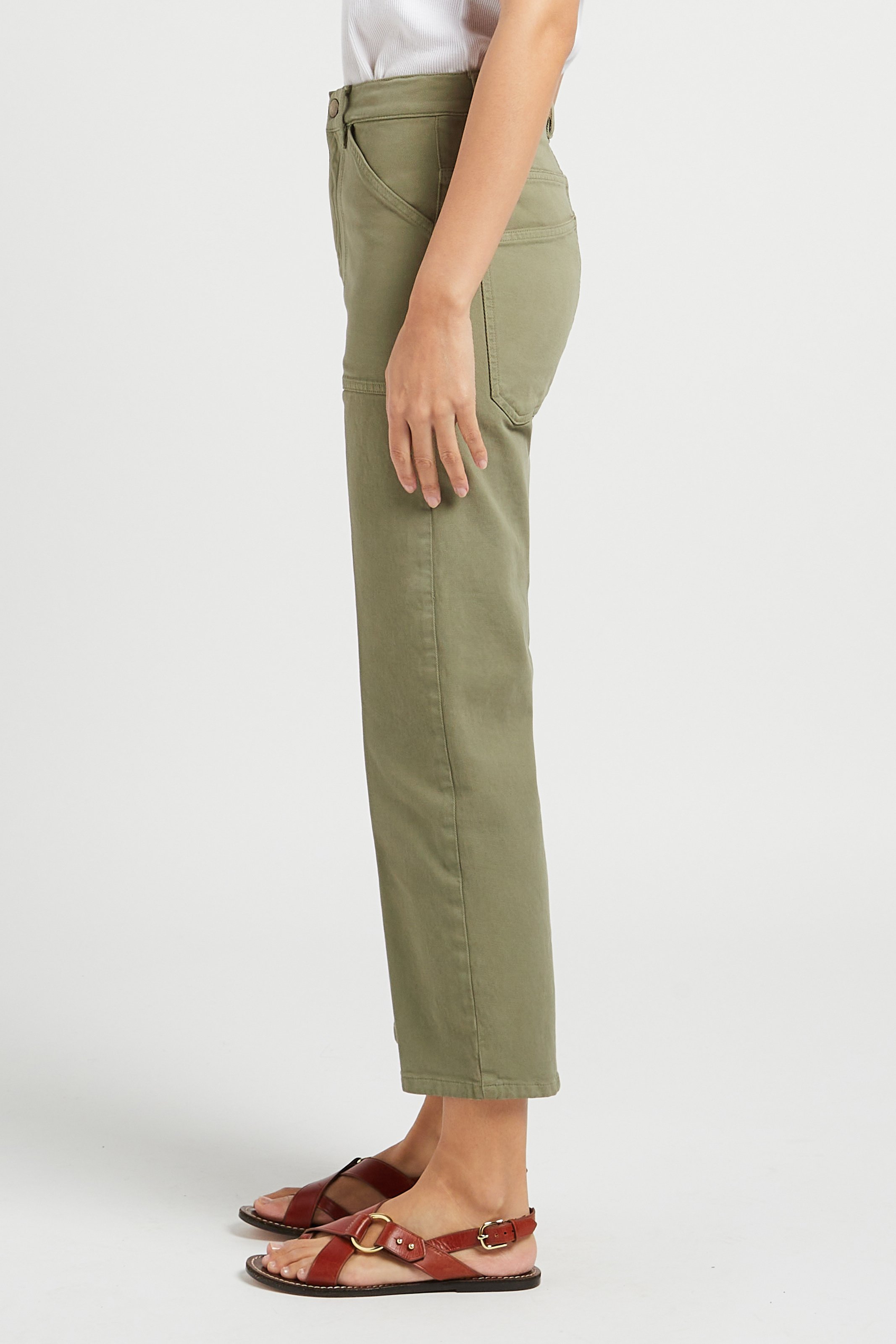 Cropped stretch cotton jeans ACQUAVERDE Khaki