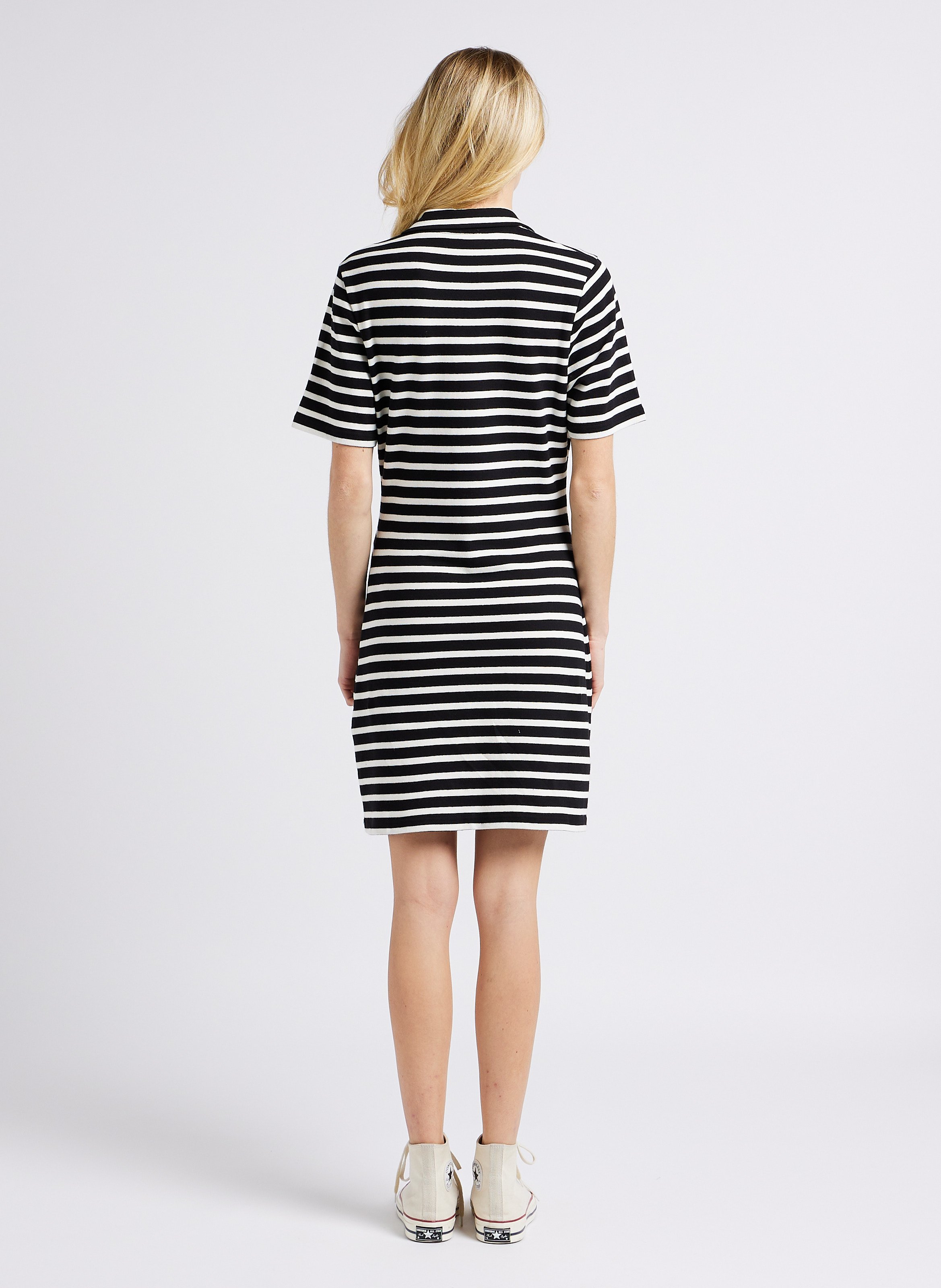 Robe courte droite en bio à rayures MAISON LABICHE Noir