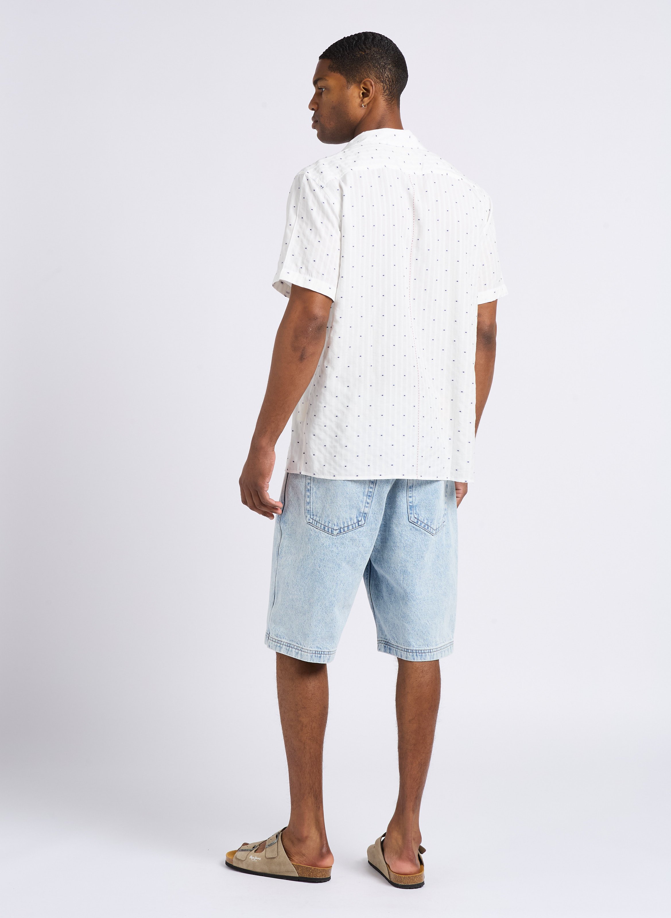 Chemise col cubain jacquard HOMECORE Blanc