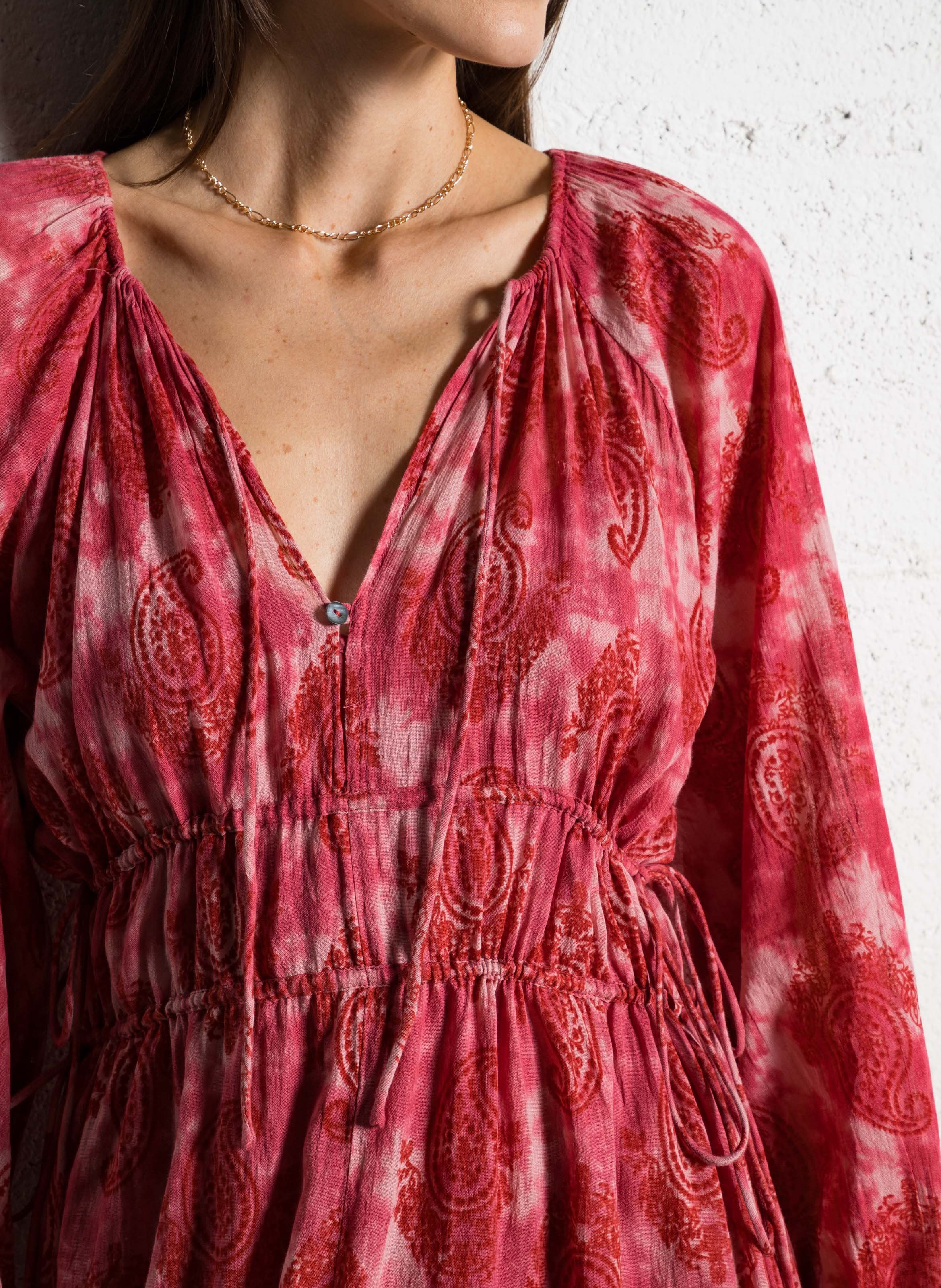 Robe ample imprimée en coton  MAISON HOTEL Rose