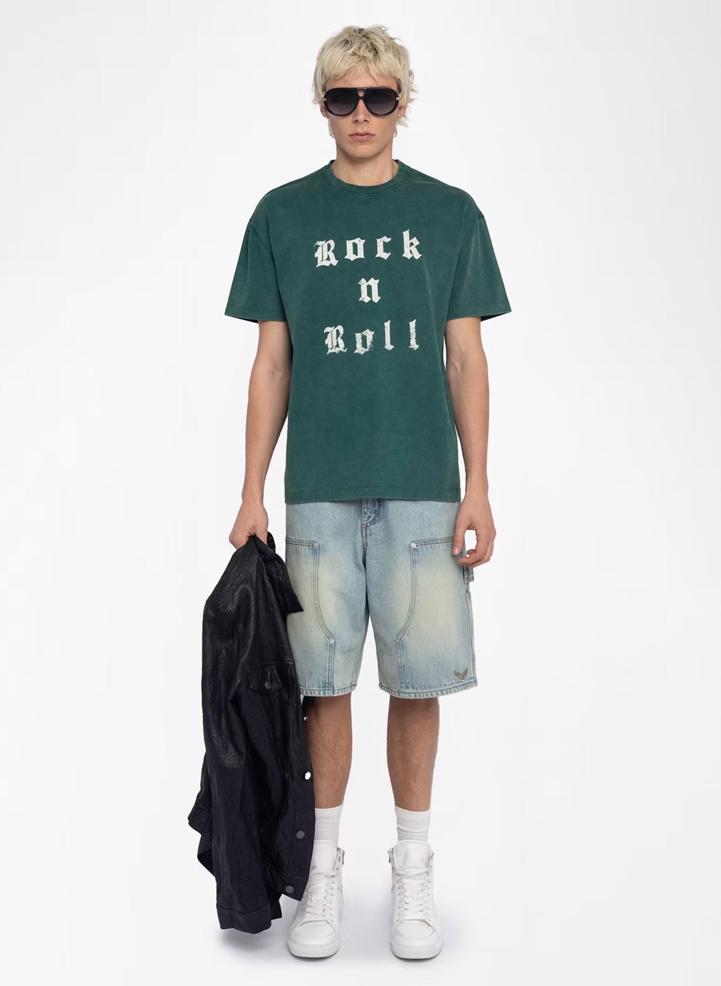 Tee-shirt ample col rond sérigraphié en coton ZADIG&amp;VOLTAIRE Vert