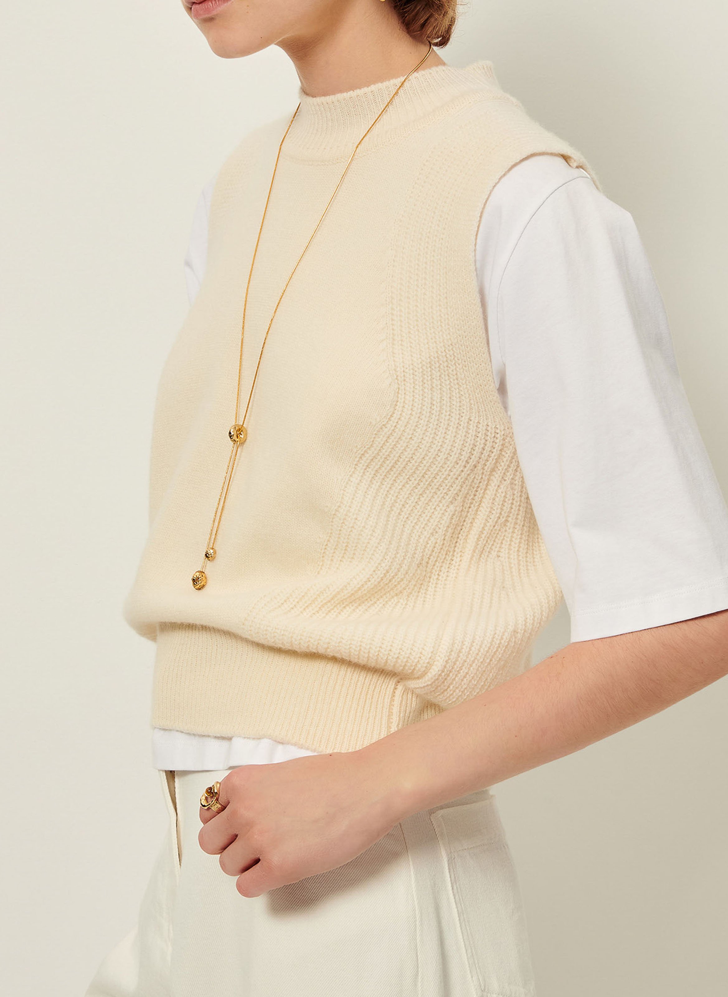 Pull col rond en laine SESSUN Beige