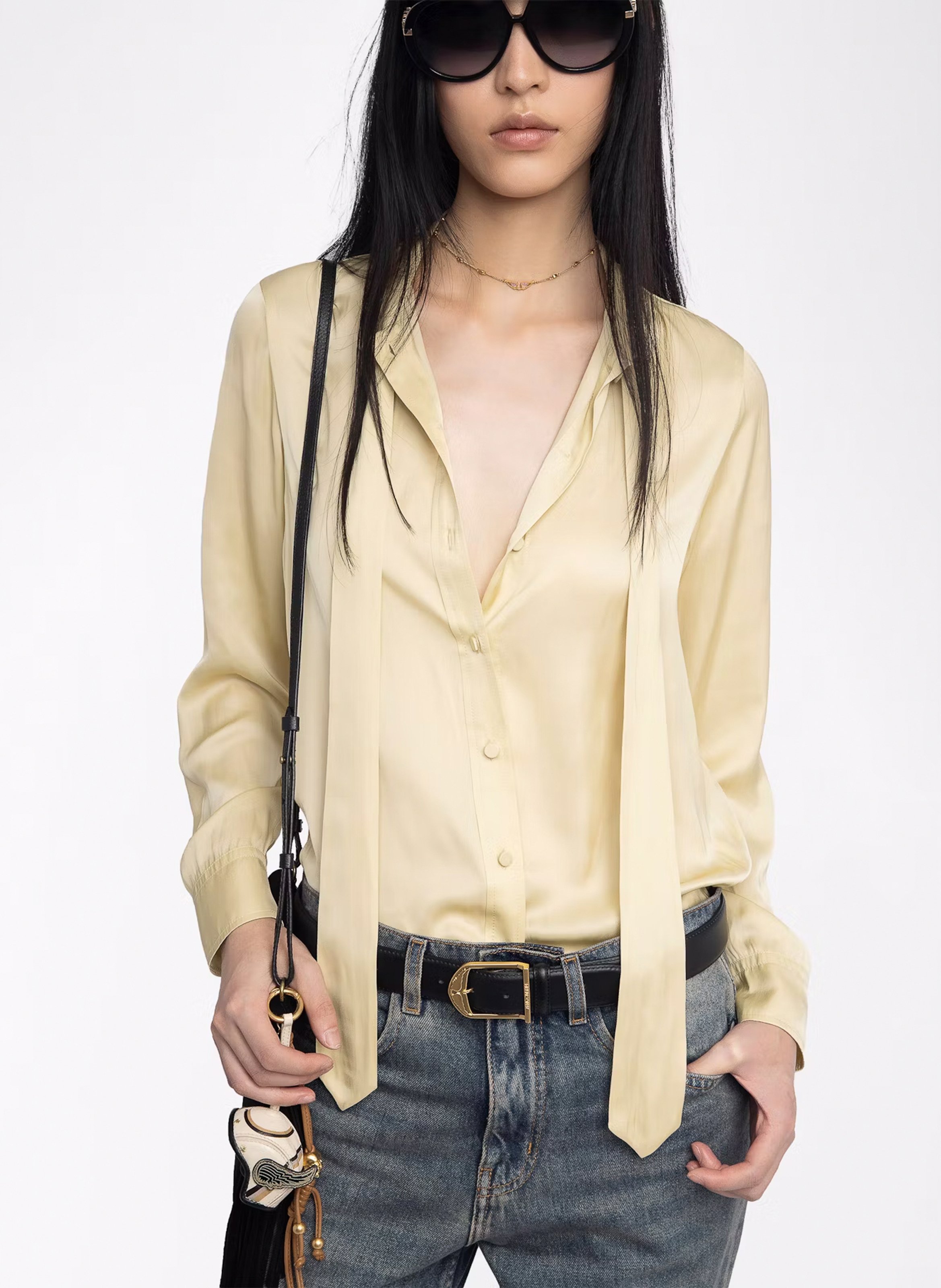 Chemise droite en satin ZADIG&VOLTAIRE Jaune