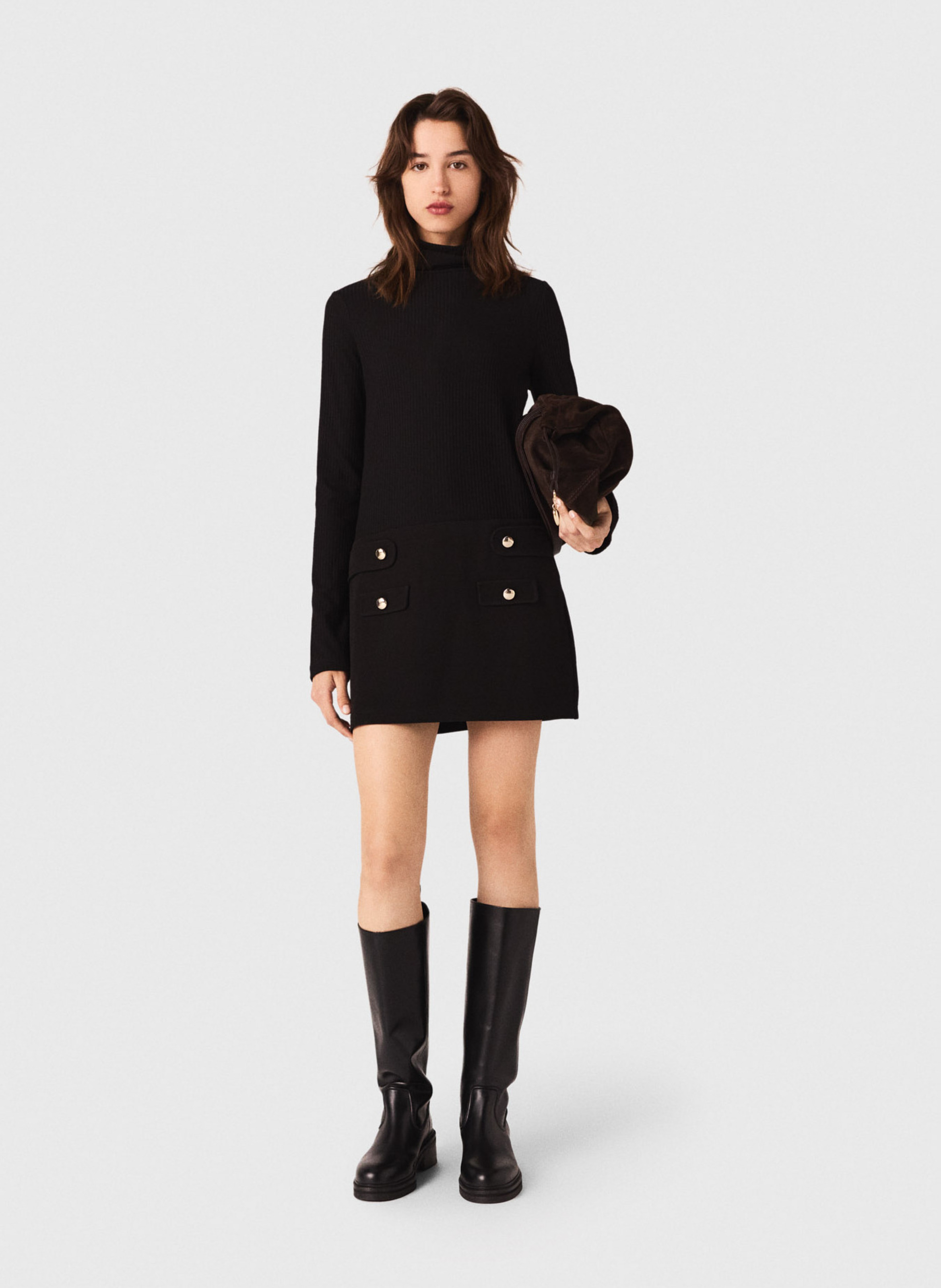 Roll-neck sweater dress MAJE Black