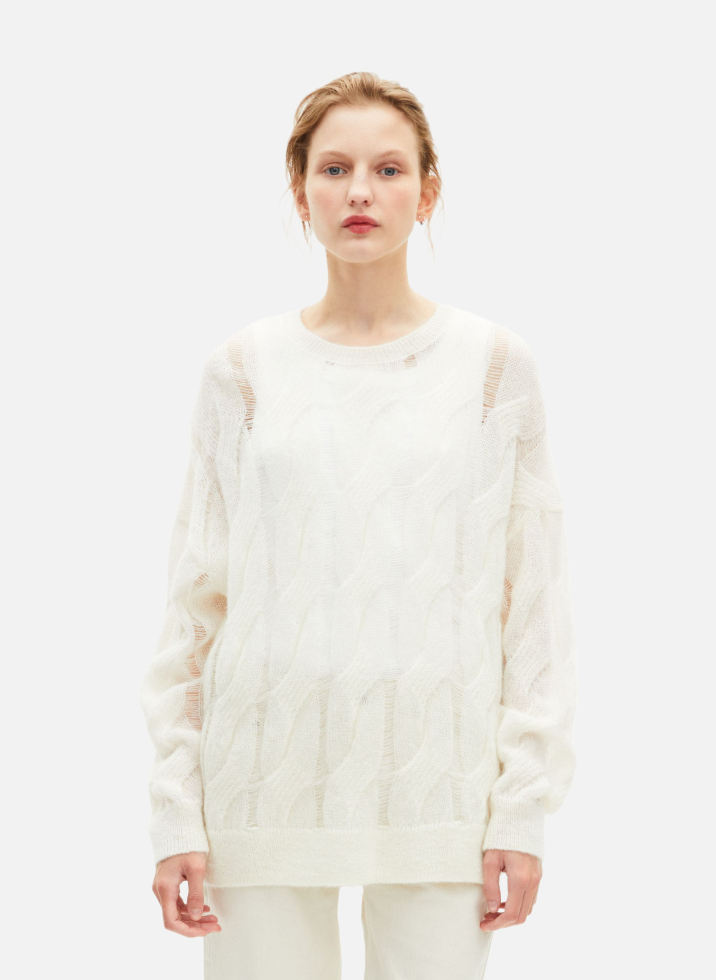 Mixed wool cable-knit sweater THE KOOPLES Beige