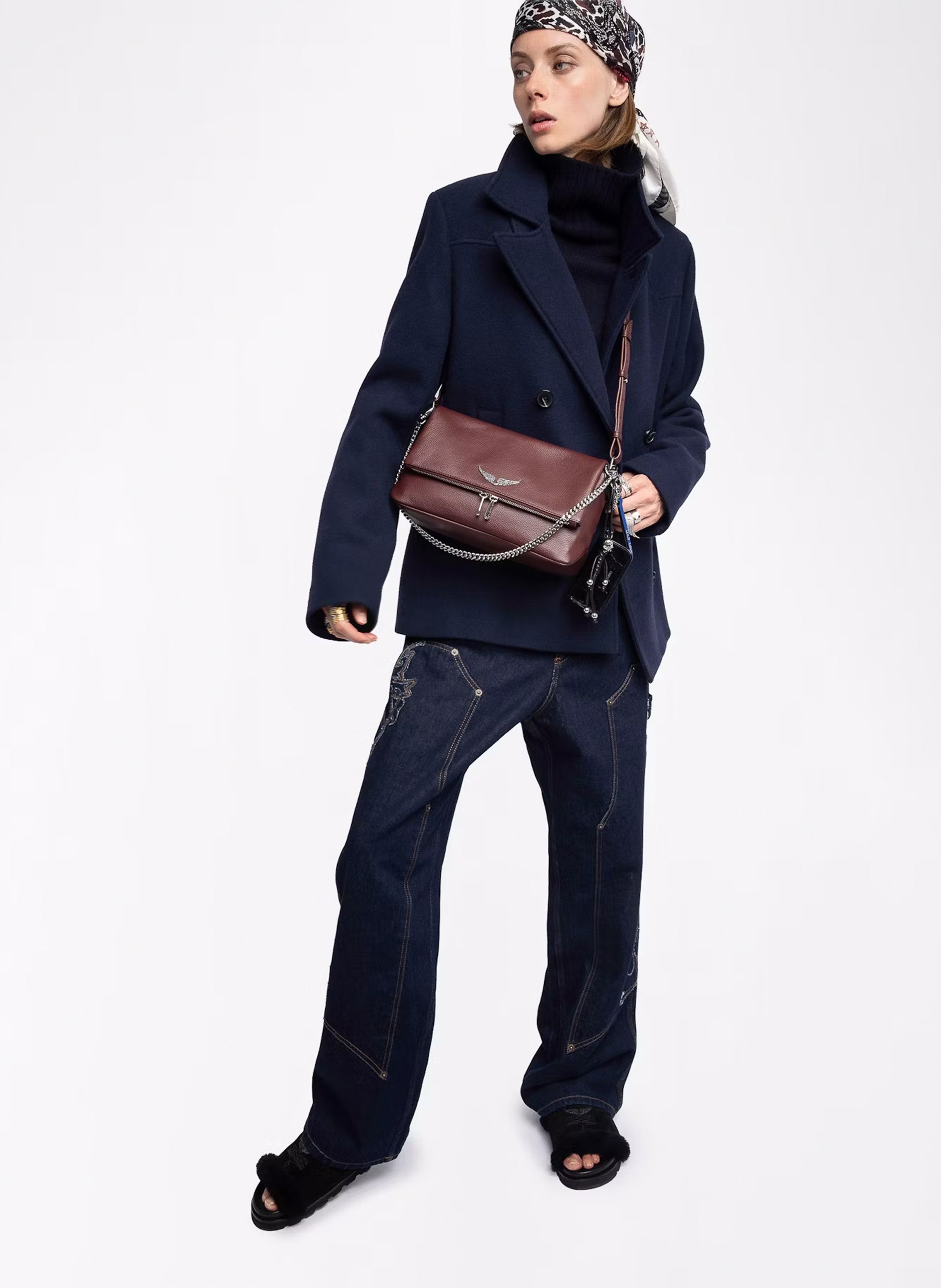 Buideltas van getextureerd leer met veters ZADIG&VOLTAIRE Rood