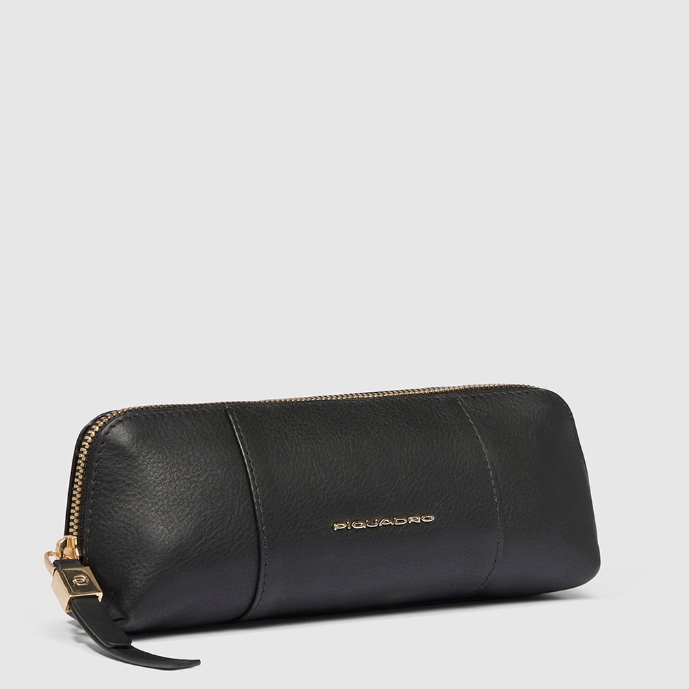 Leather pen case PIQUADRO Black