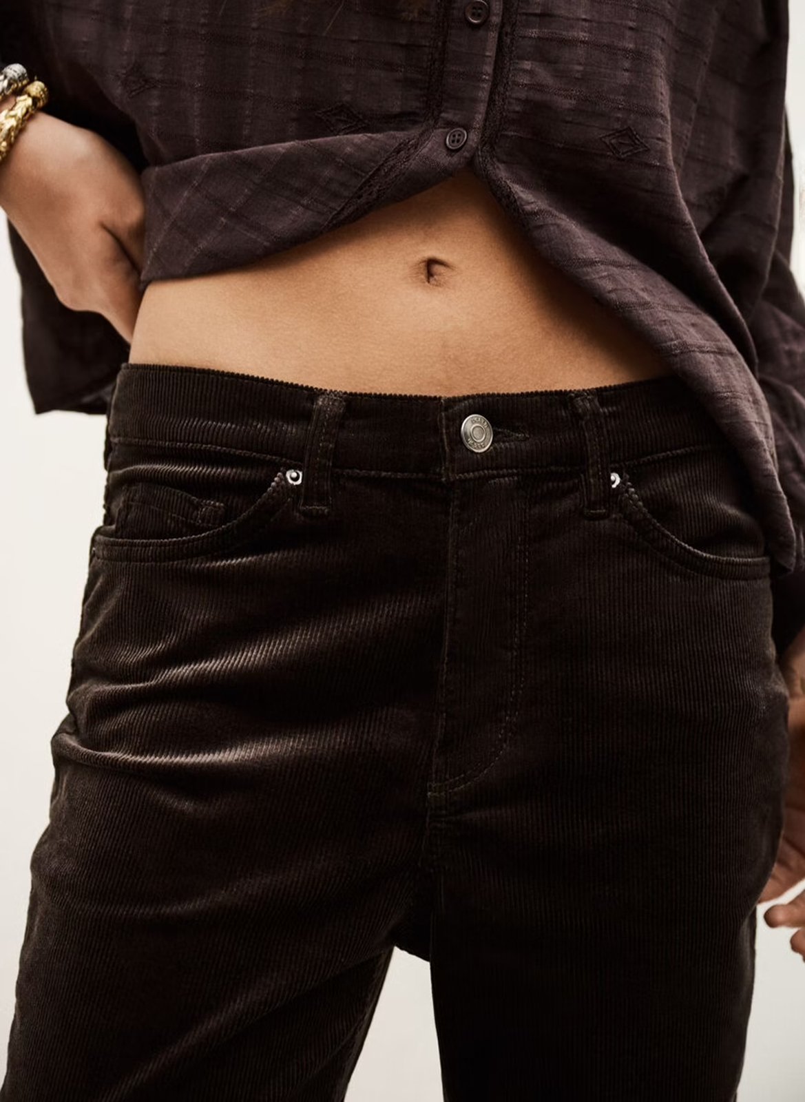 Pantalon bootcut en coton mélangé BA&SH Marron