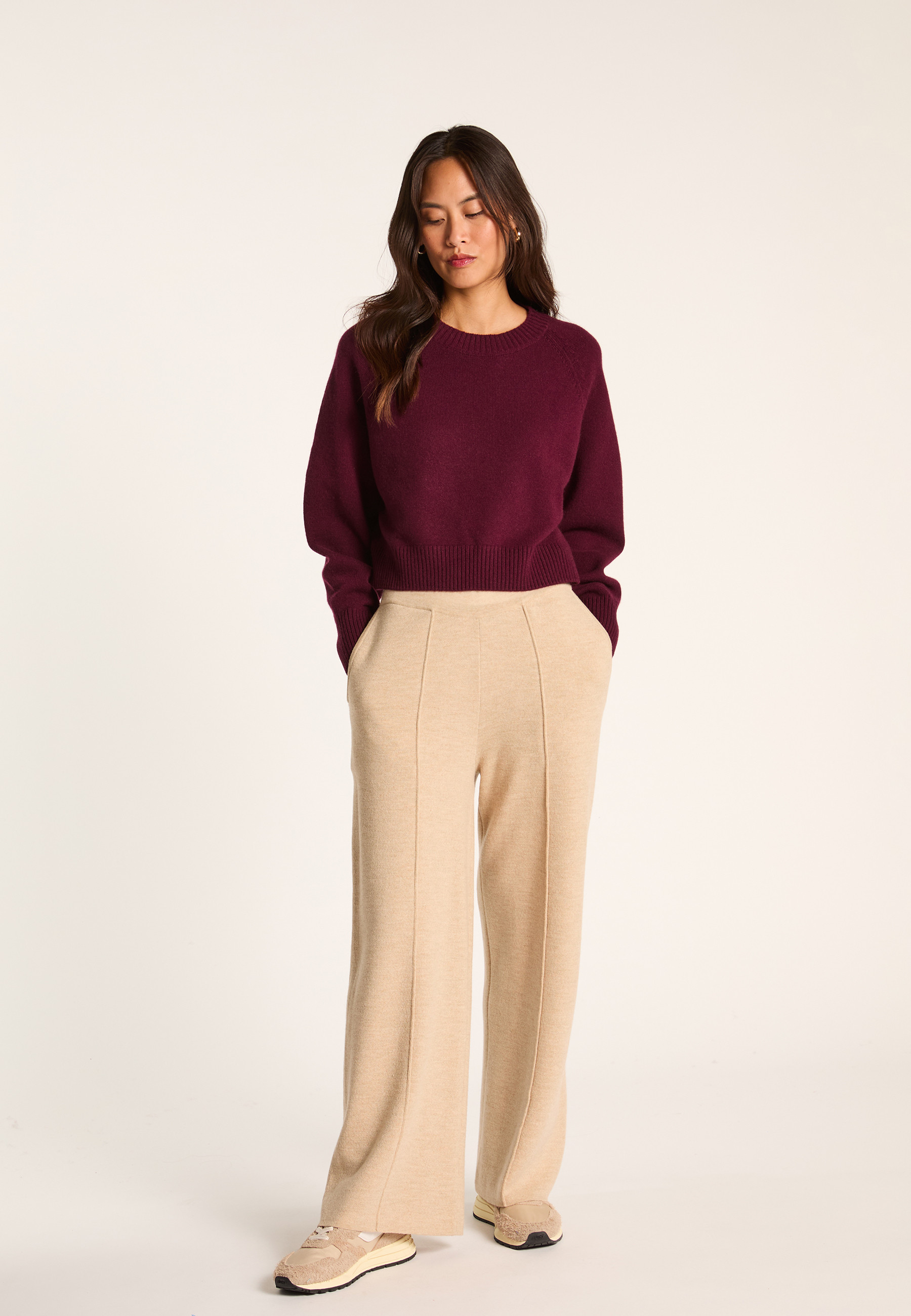 Merino wool trousers BILLIE 13-beige moyen