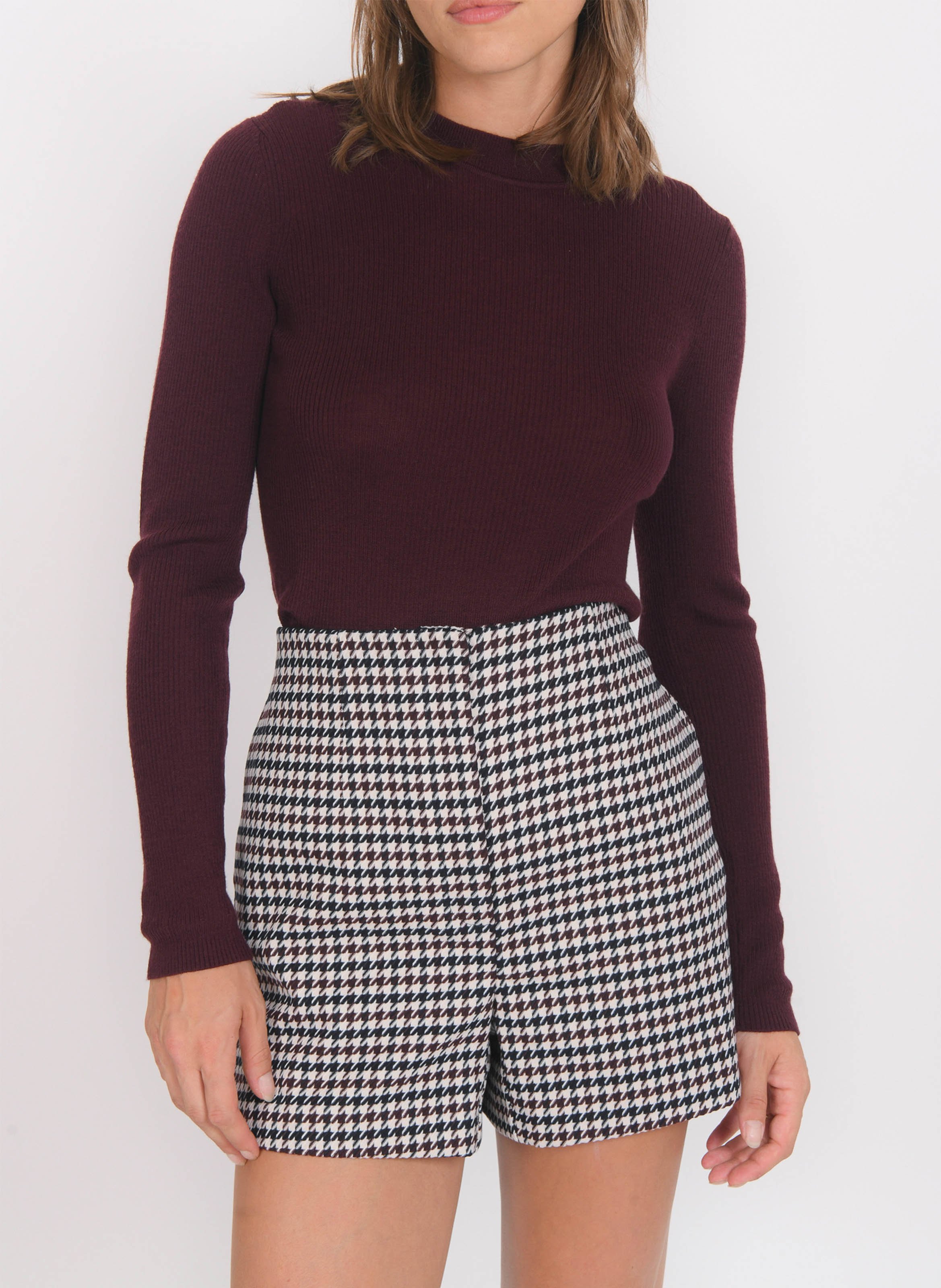 Short droit motif pied de poule KOOKAI Bleu