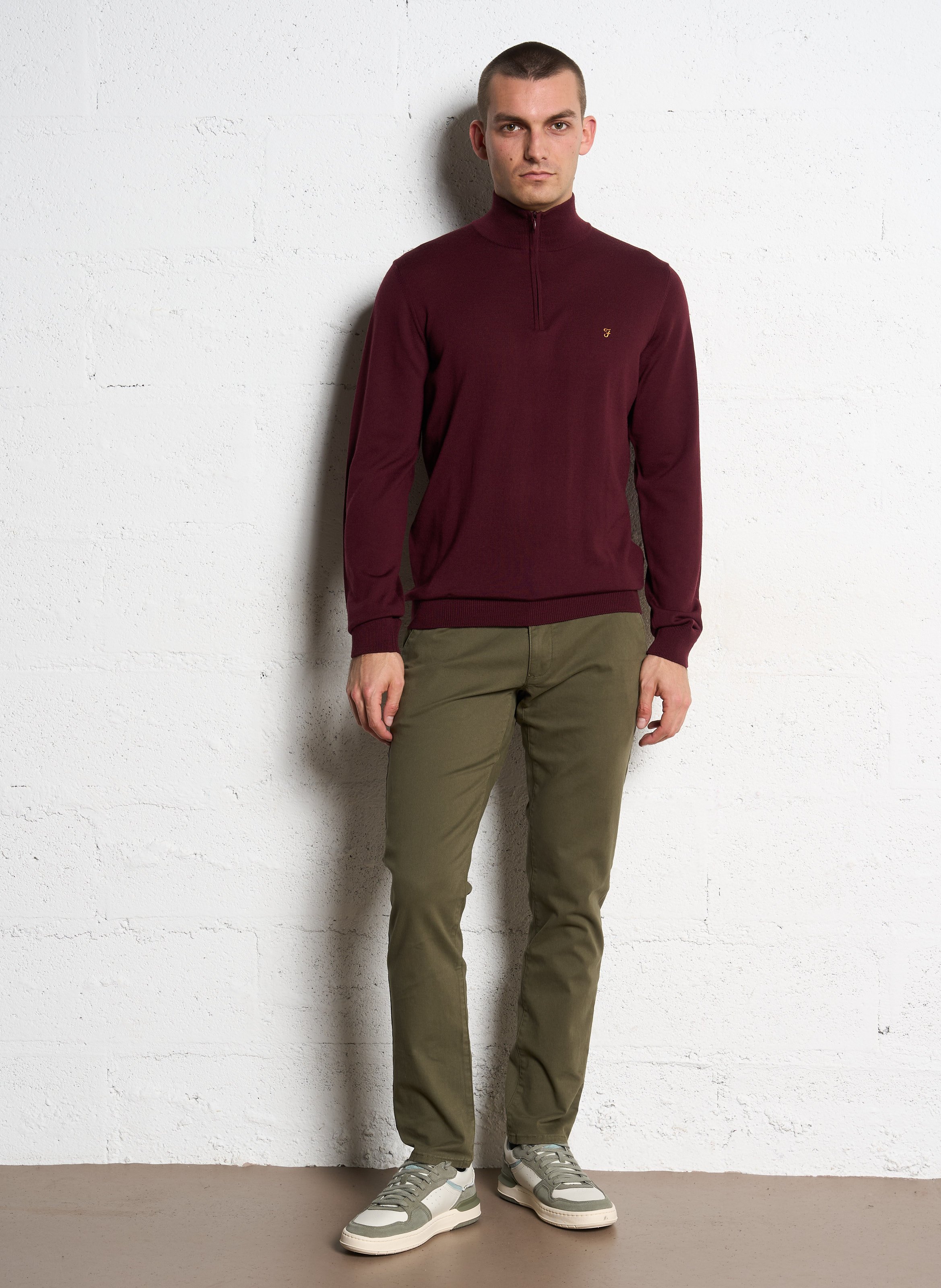 Straight-leg organic cotton-blend pants FARAH Green