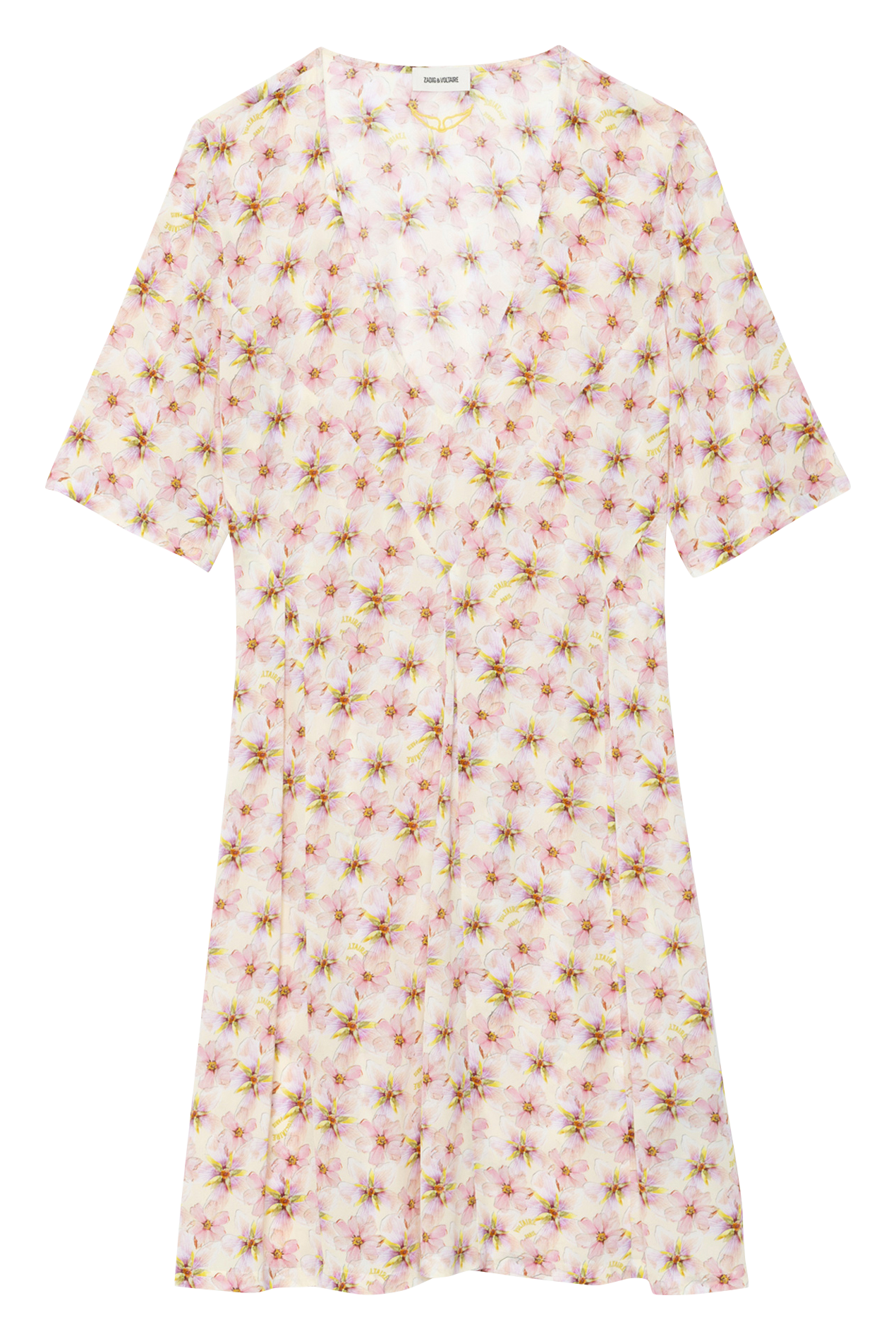 Korte gerende jurk met V-hals ZADIG&VOLTAIRE Geel