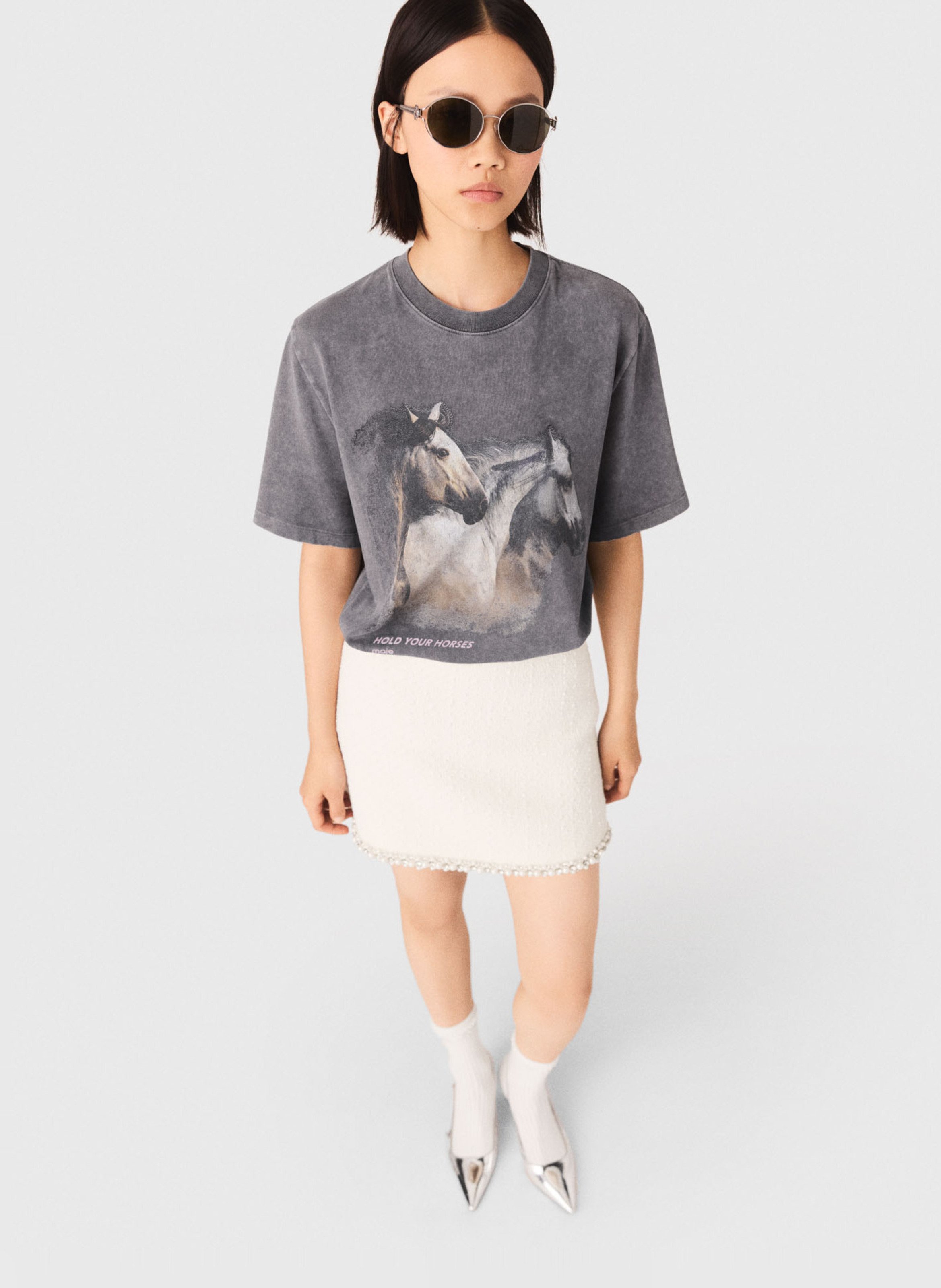 Effen T-shirt MAJE Grijs