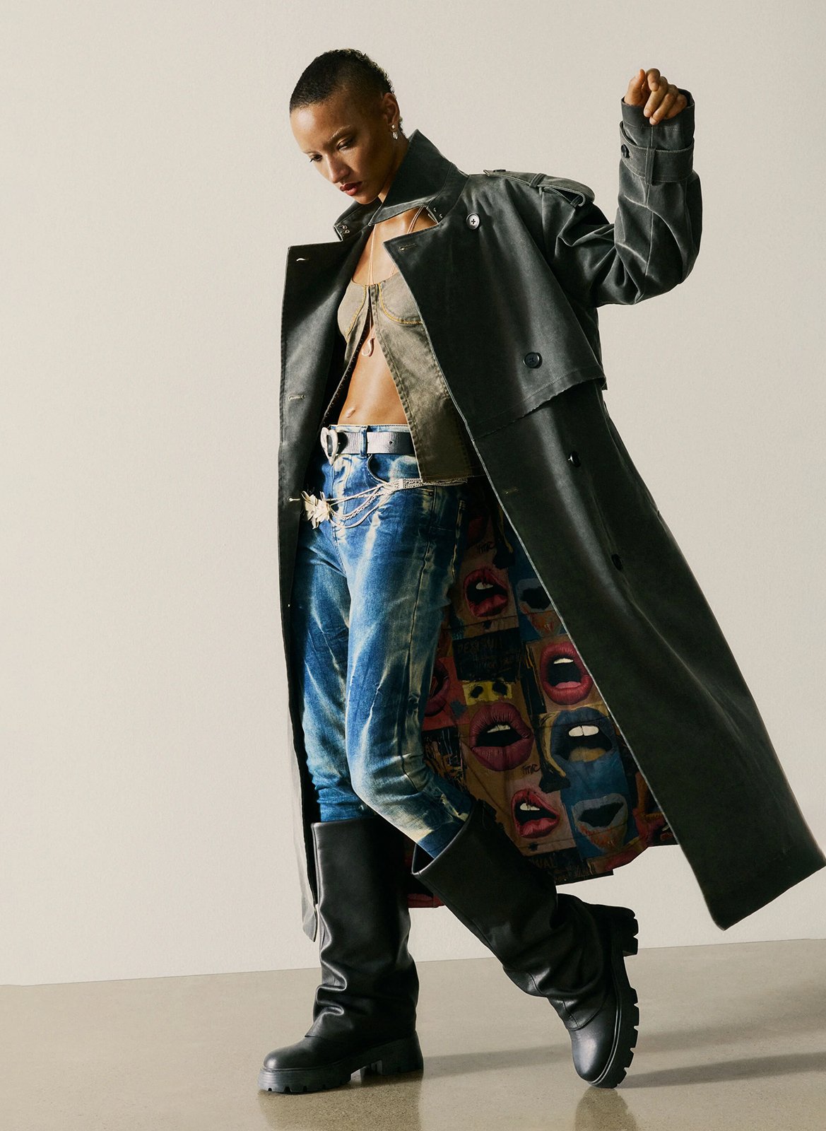 Trench col tailleur effet cuir DESIGUAL Noir