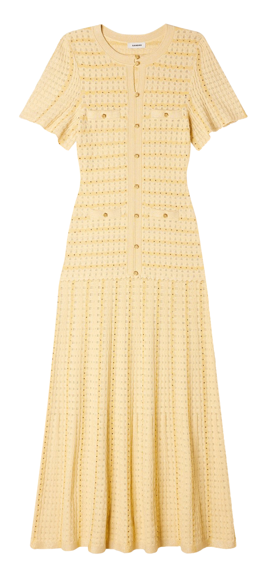 Robe longue col rond évasée SANDRO Doré