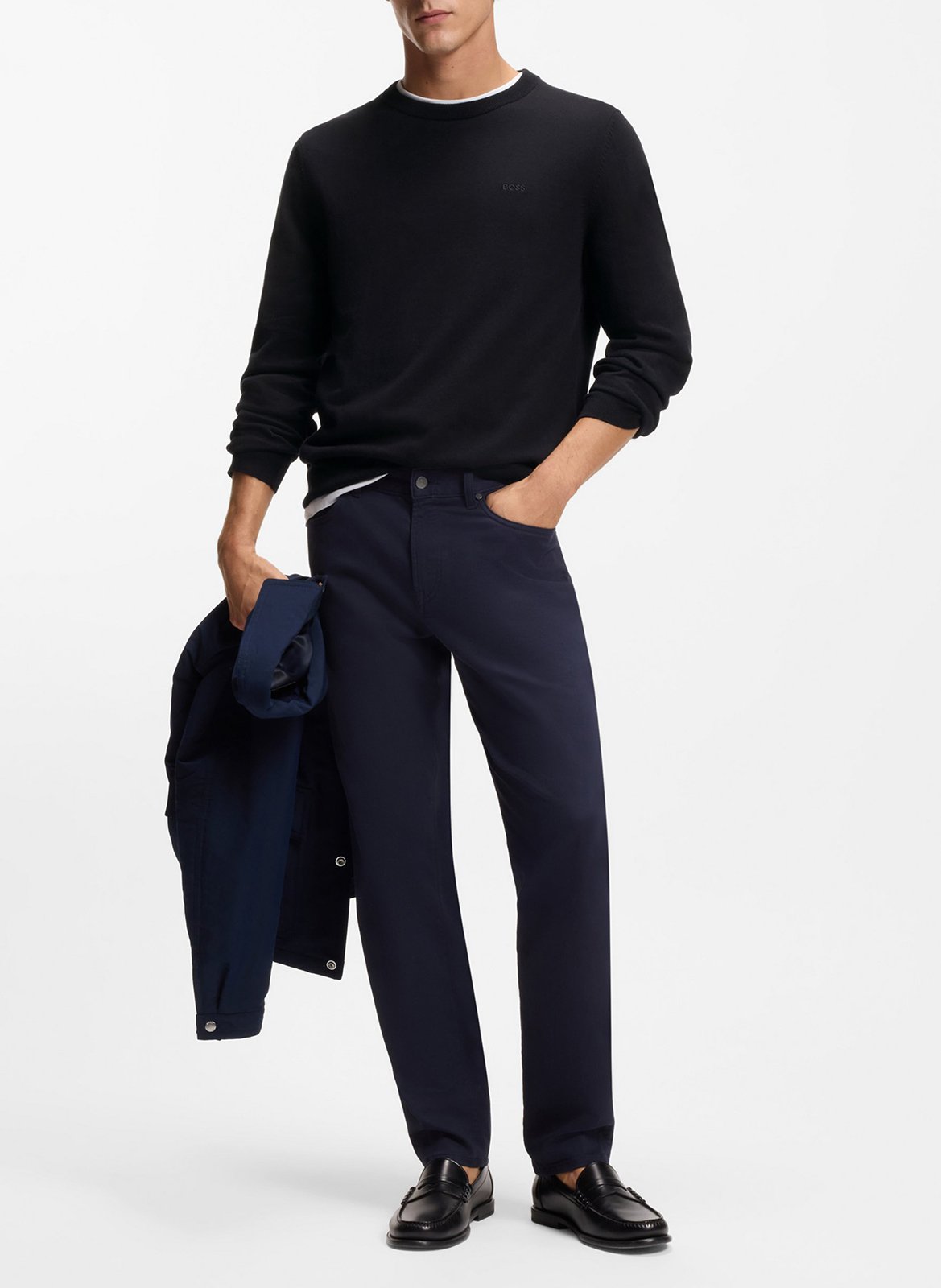 Colour block cotton sweater BOSS Black