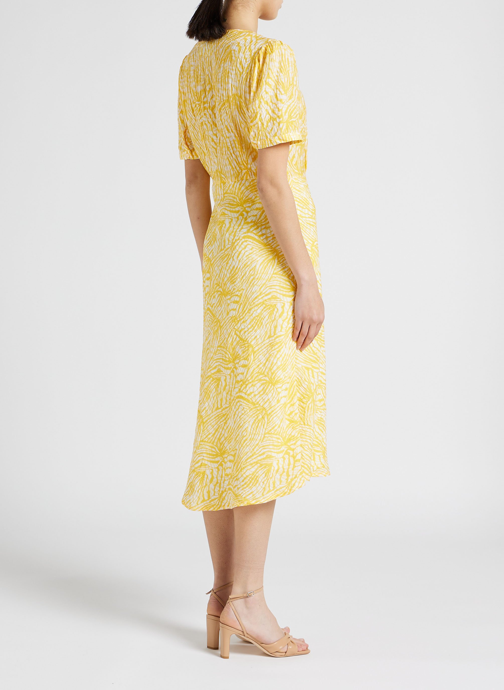 Robe midi col V imprimée  VILA Orange