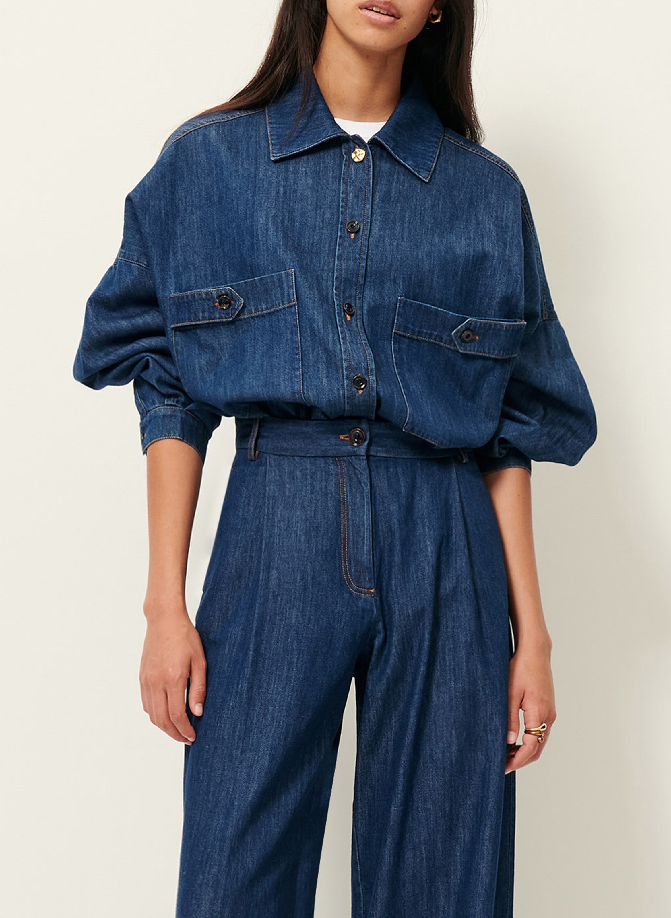 Oversized cotton overshirt SESSUN Blue