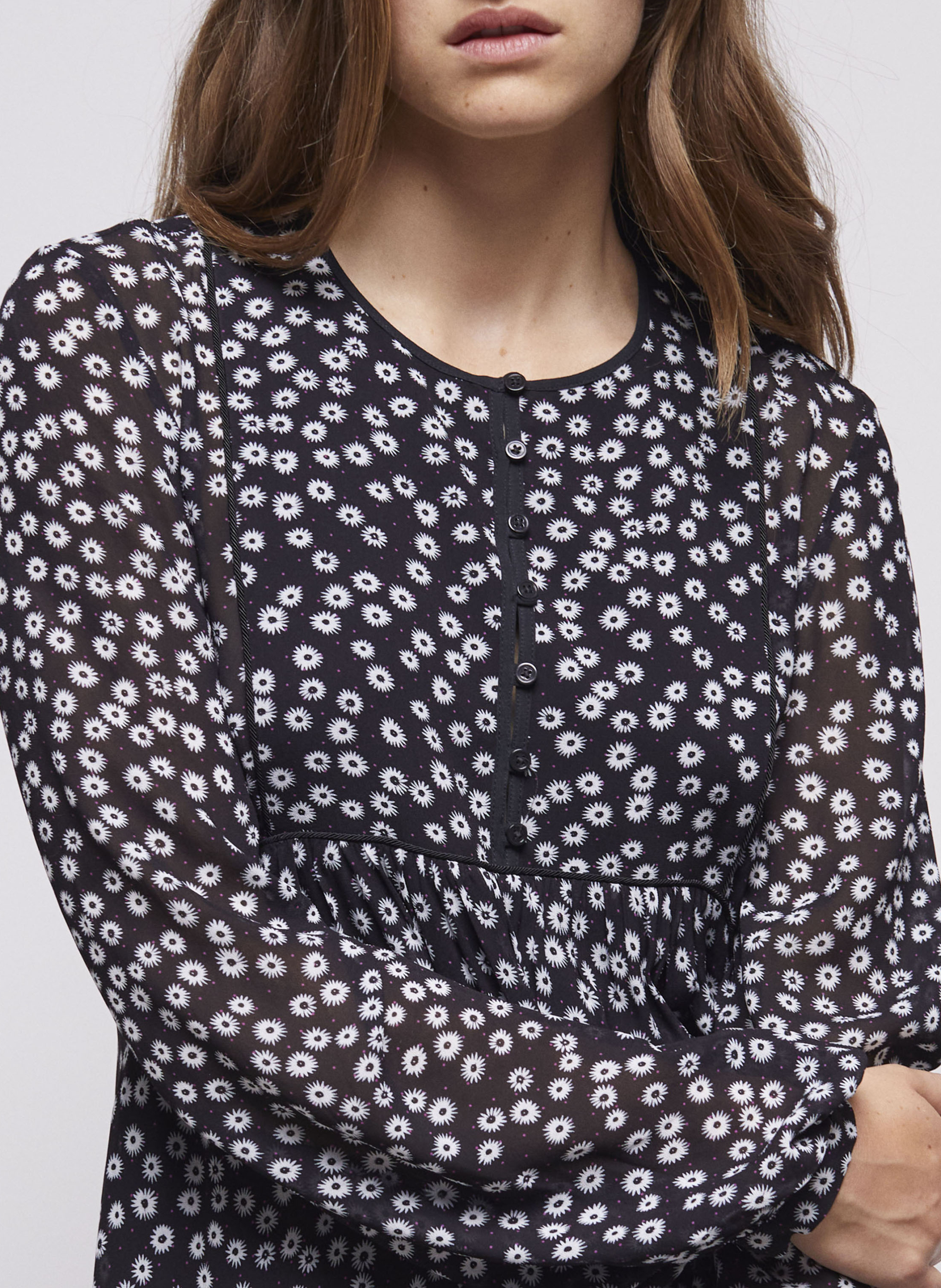 Robe longue en viscose imprimée THE KOOPLES Noir