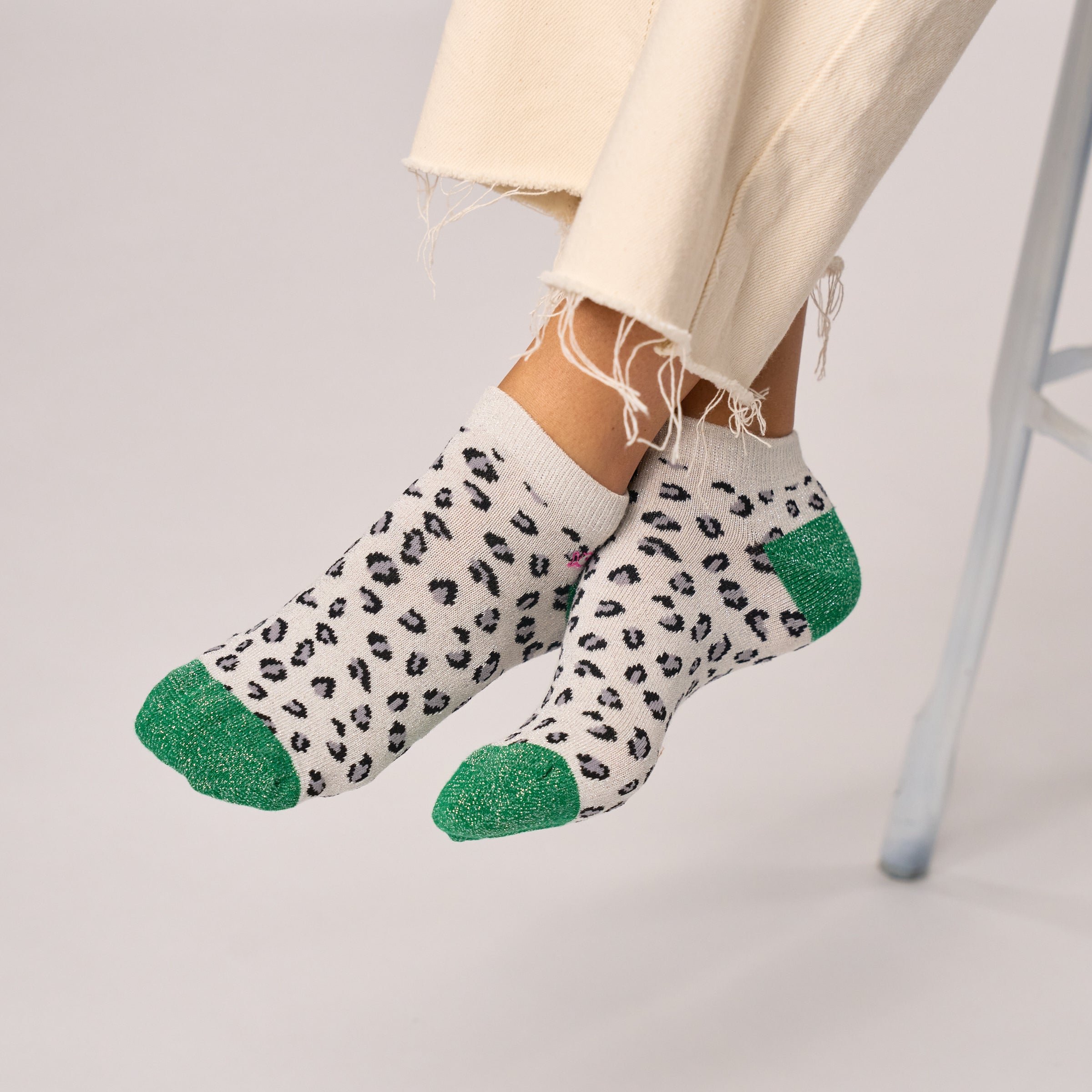 Cotton Combed Leopard Ankle Socks BILLYBELT White