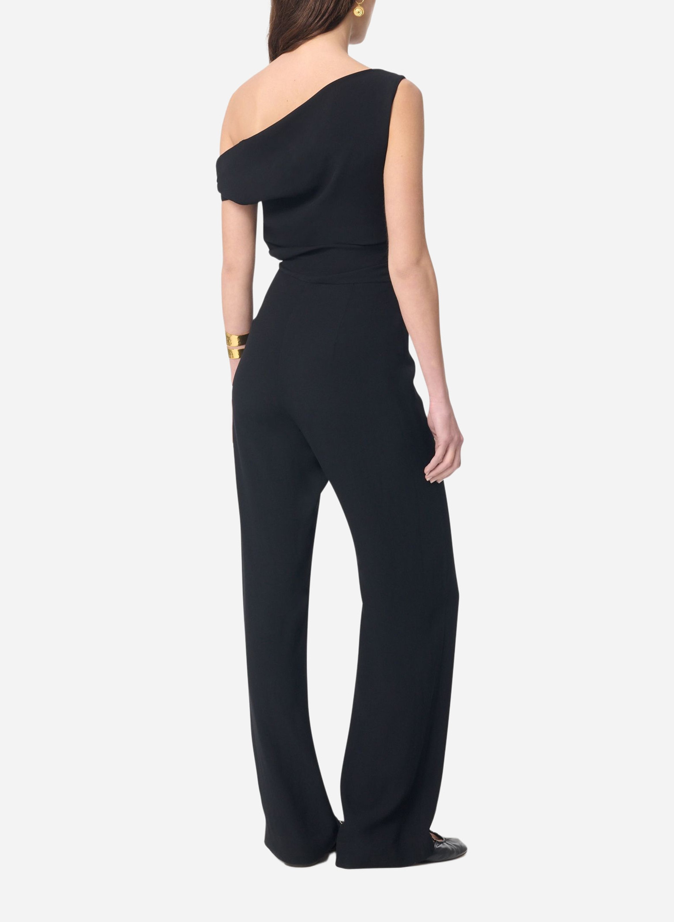 Solid color asymmetric collar jumpsuit VANESSA BRUNO Black