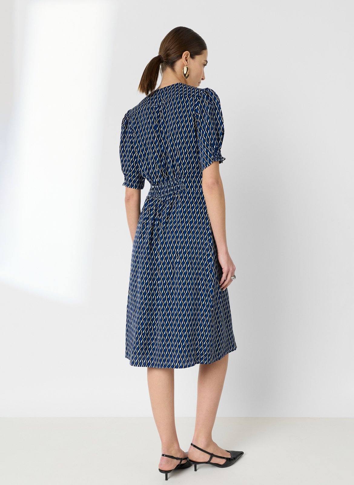 Robe midi col V imprimée GERARD DAREL Bleu