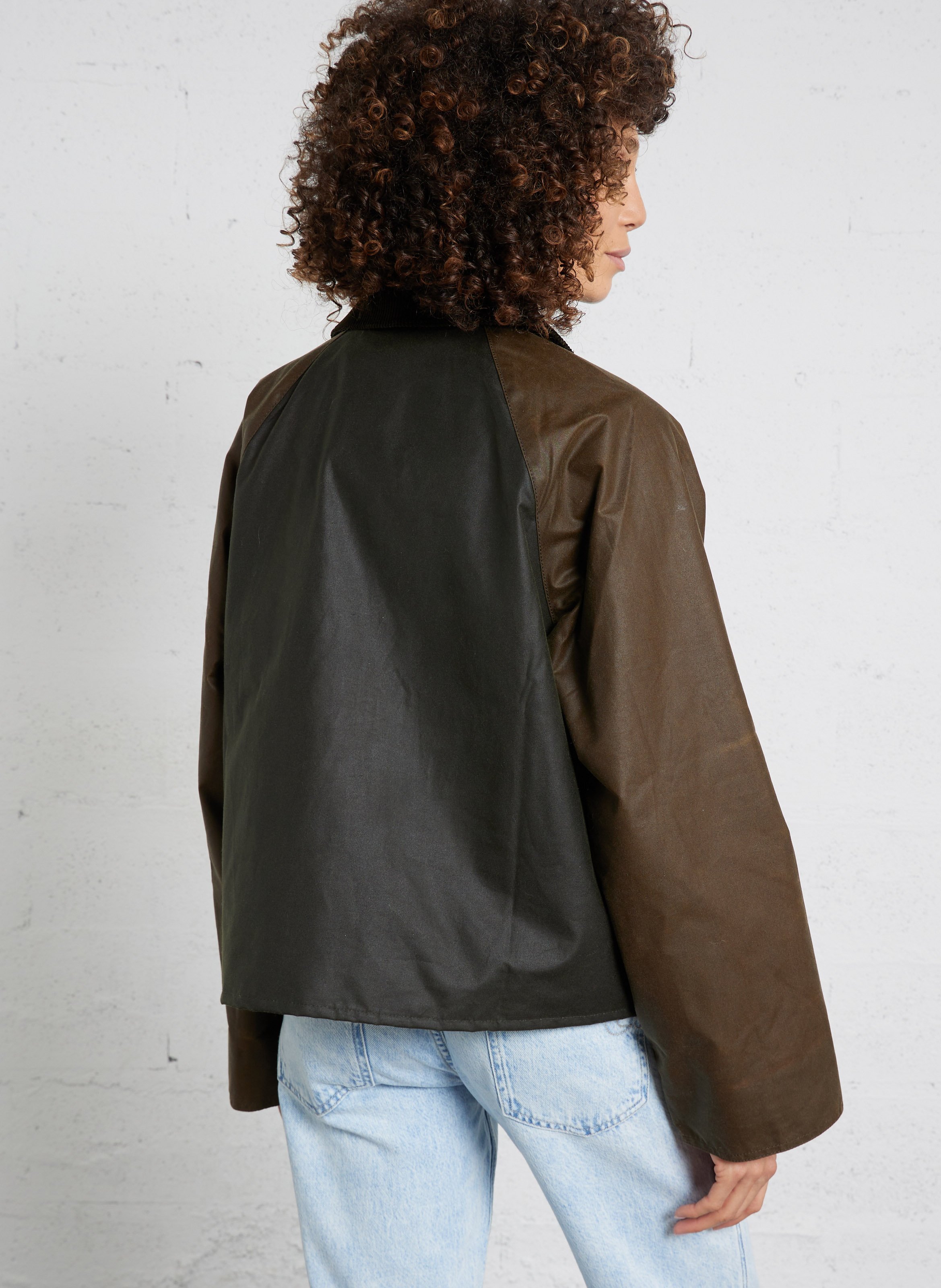 Veste zippée droite cirée BARBOUR Marron