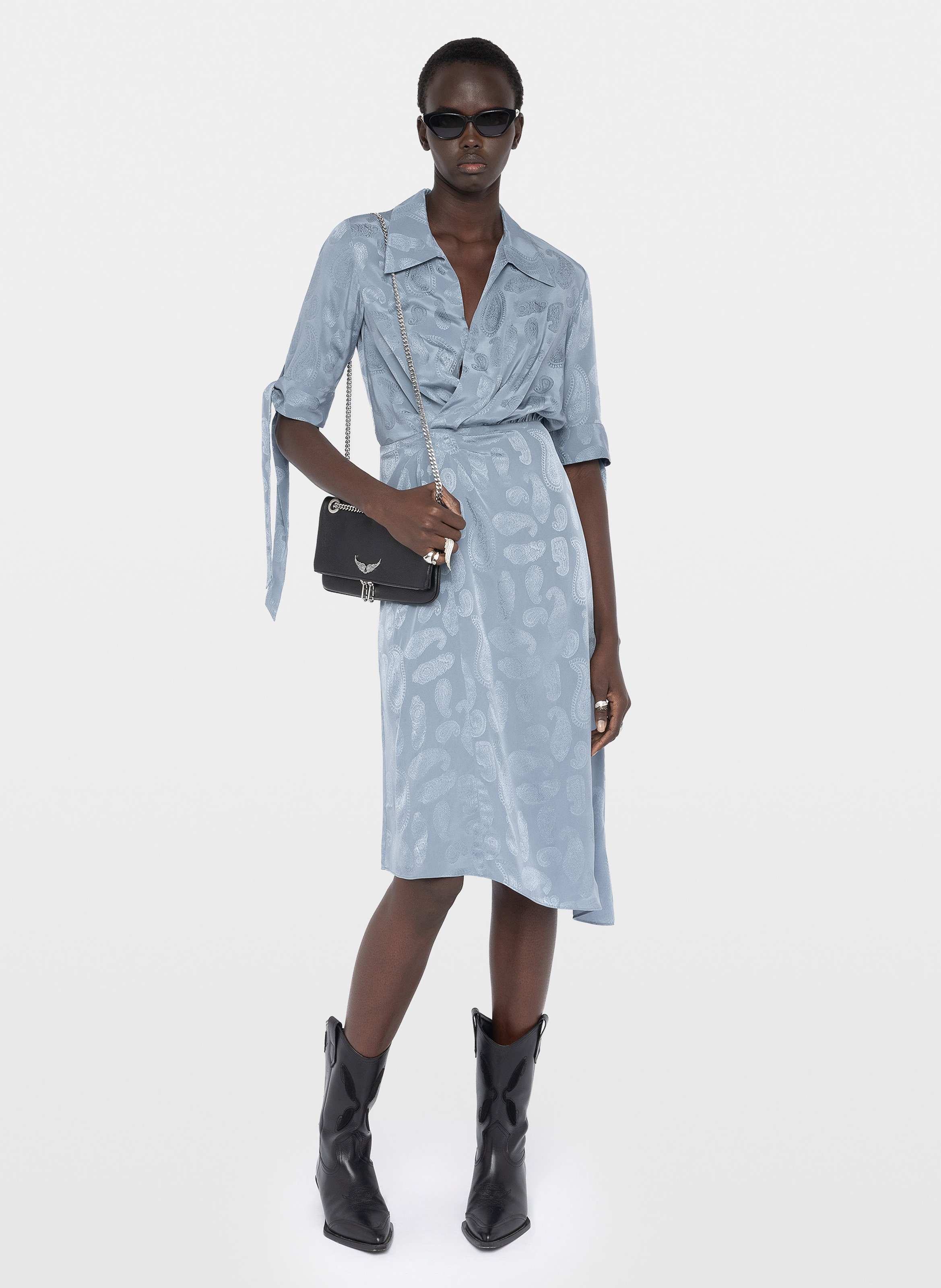 Robe longue en soie imprimée ZADIG&VOLTAIRE Bleu