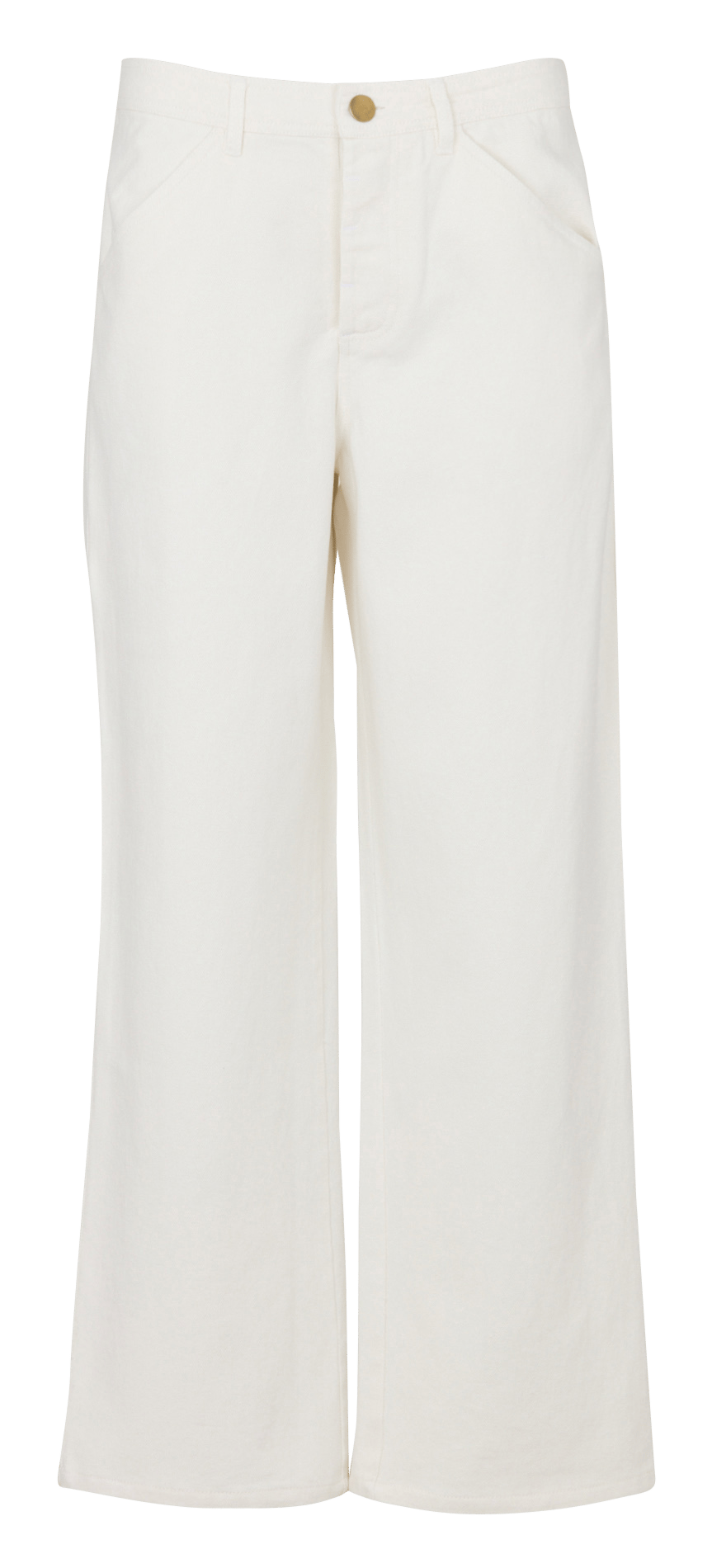 Jean droit taille haute uni en coton LEON & HARPER Beige