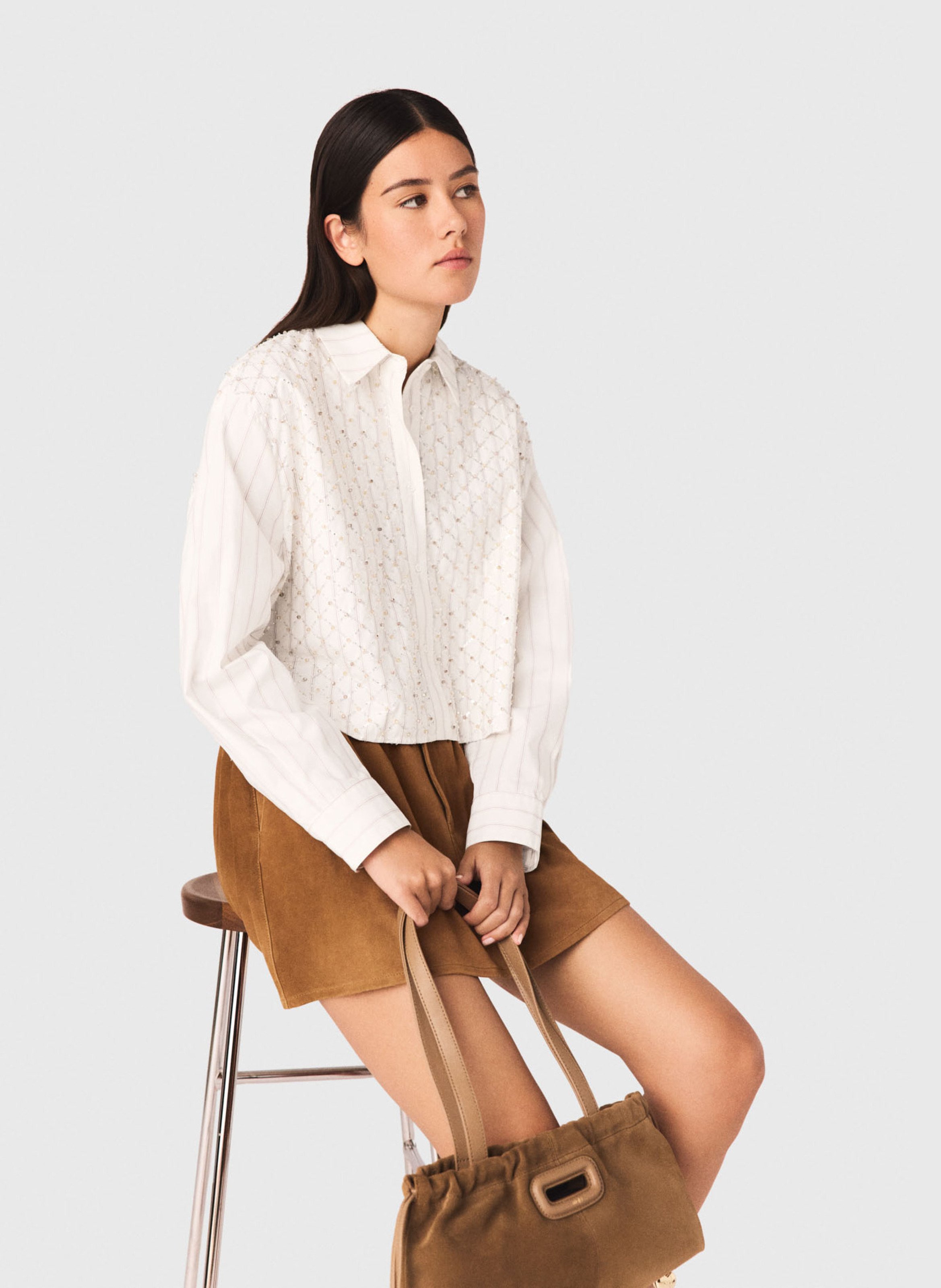 Chemise oversize en coton MAJE Blanc