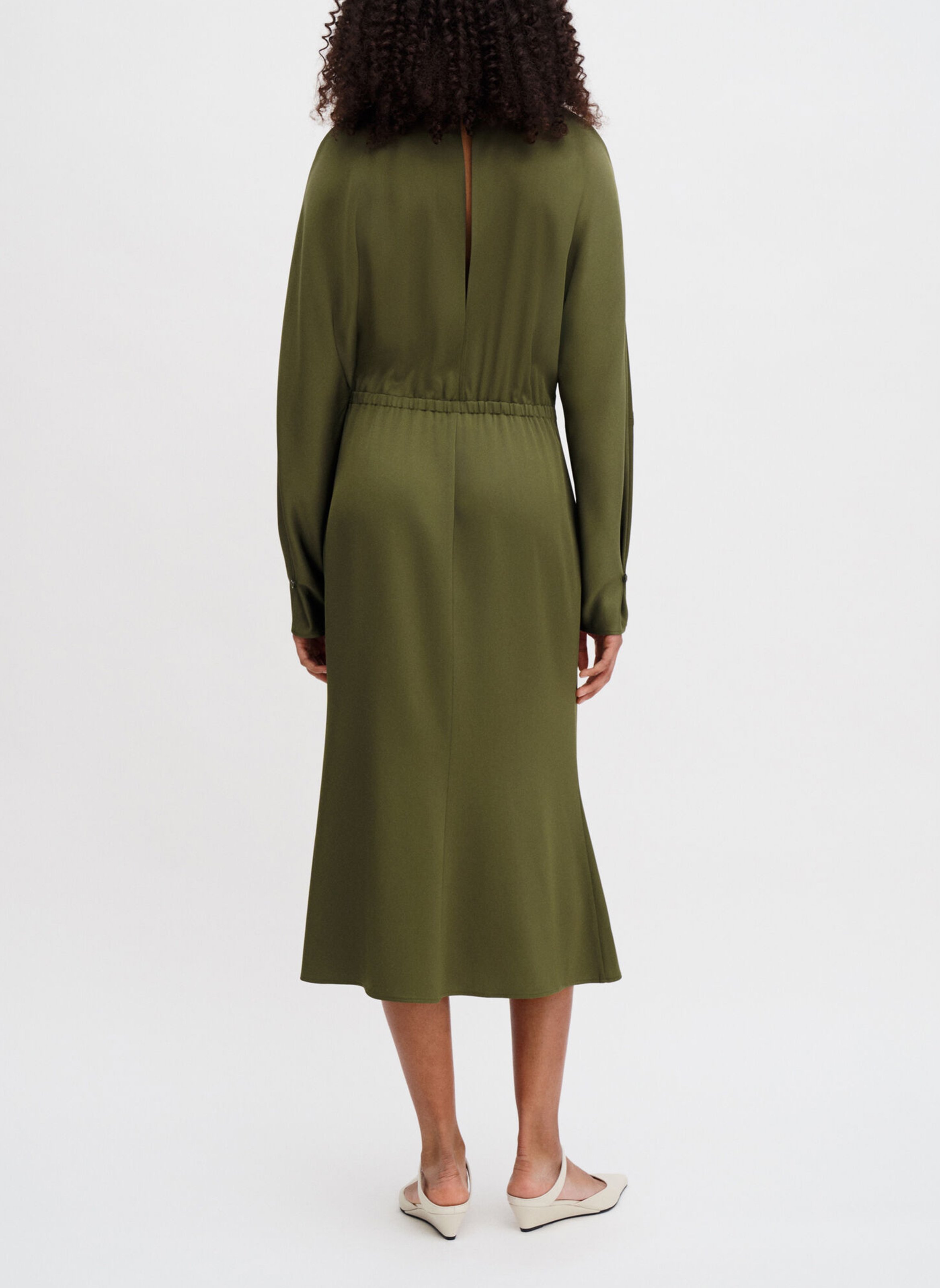 Robe droite midi dos ouvert unie FILIPPA K Vert