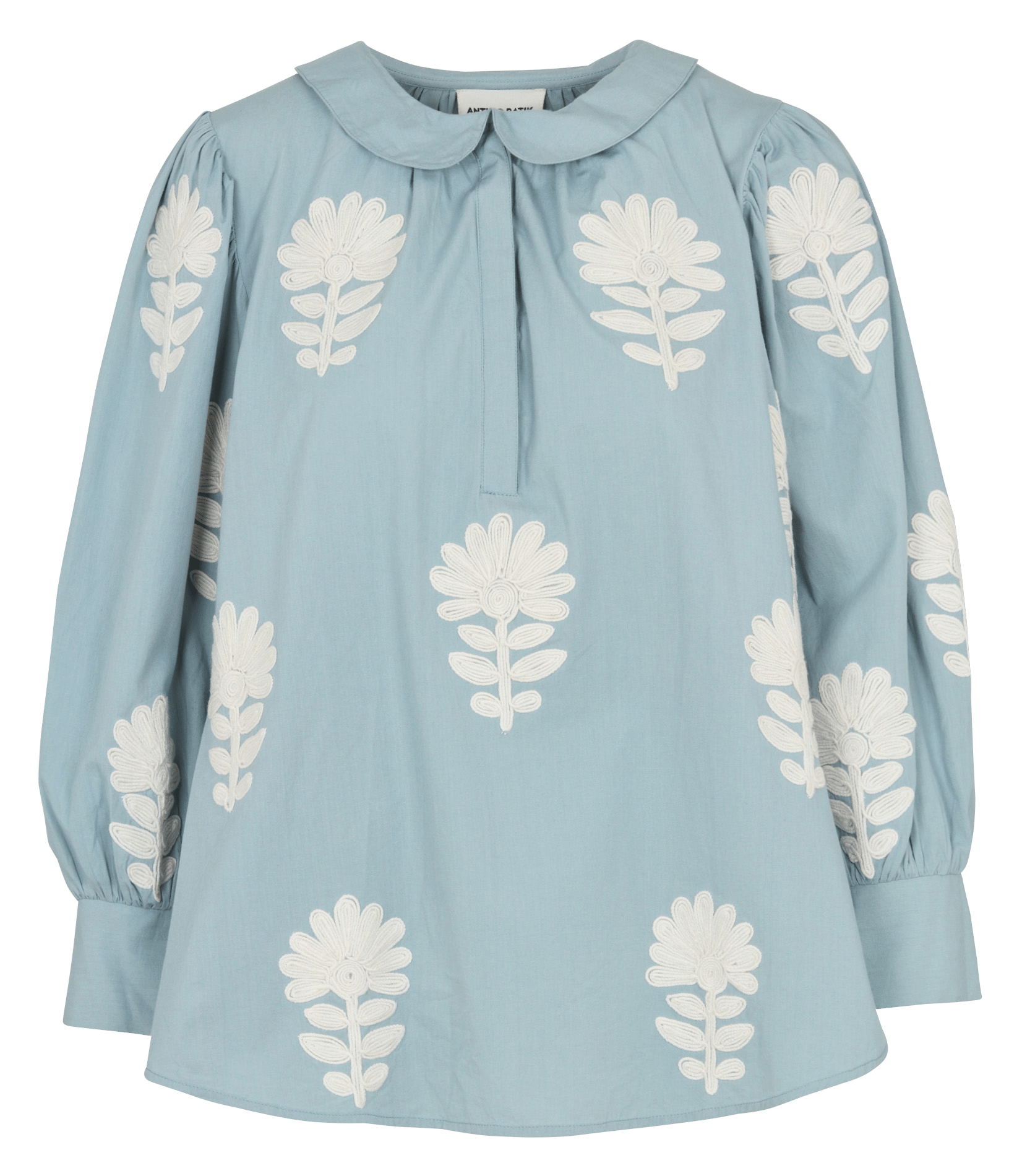 Weite Bluse mit Stehkragen aus Baumwolle ANTIK BATIK Blau