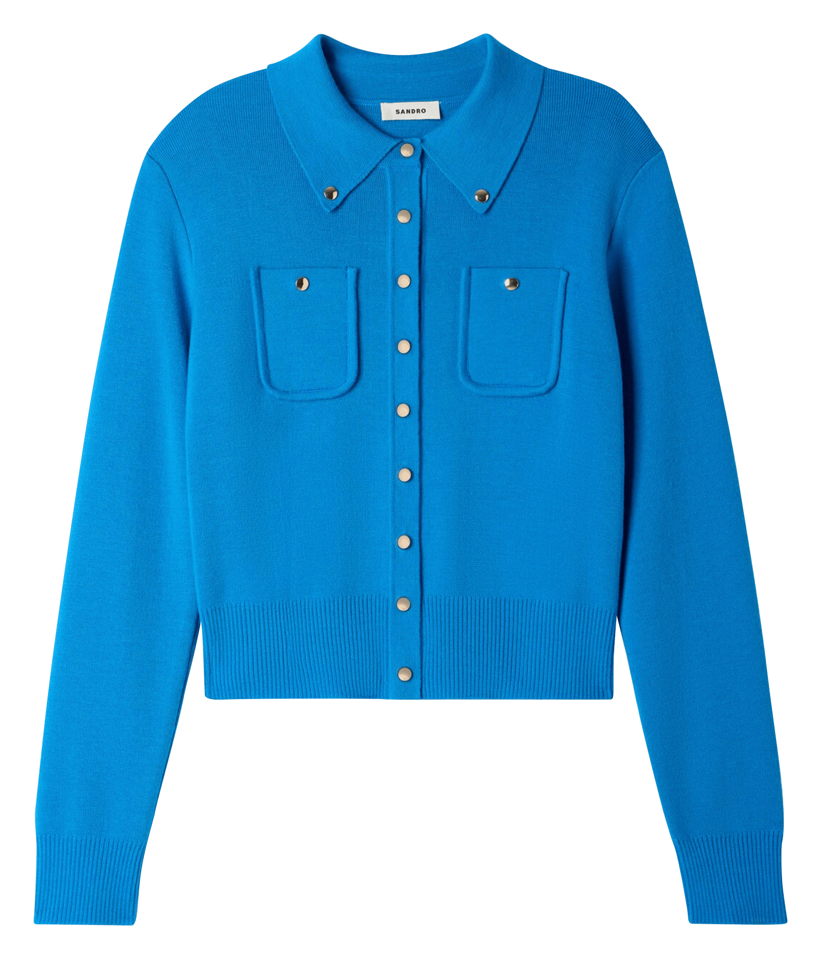 Rechte knoopsluiting vest van gemengde wol SANDRO Blauw