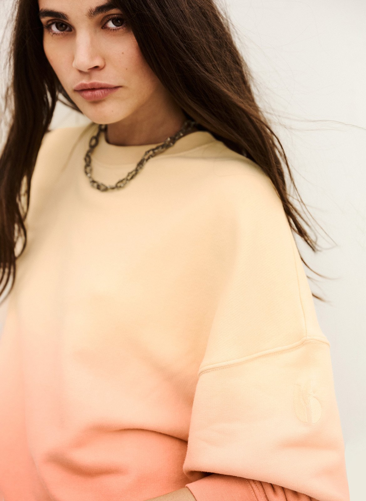 Sweat oversize col rond en coton mélangé BA&SH Jaune