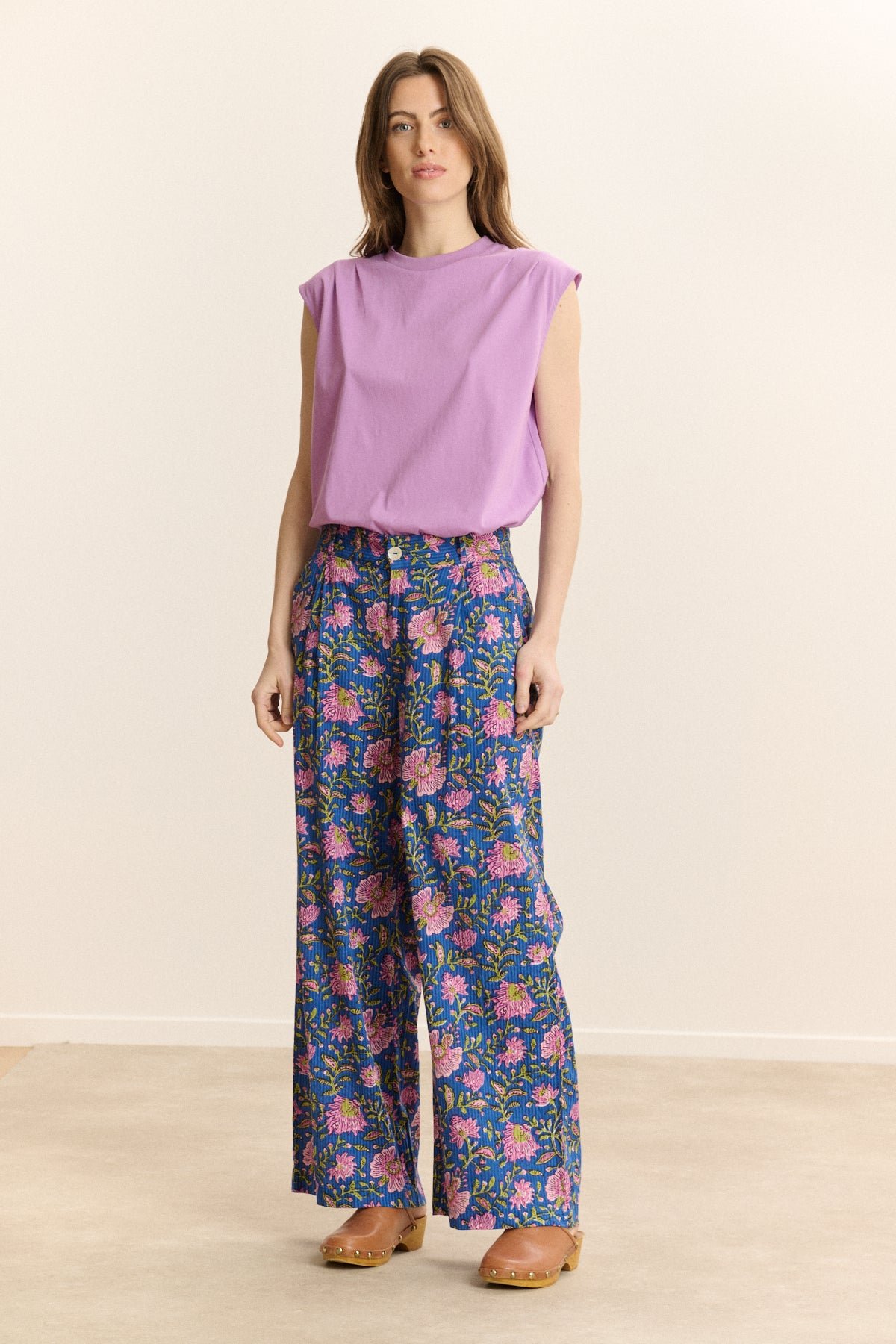 Pantalon large imprimé GARANCE PARIS Bleu