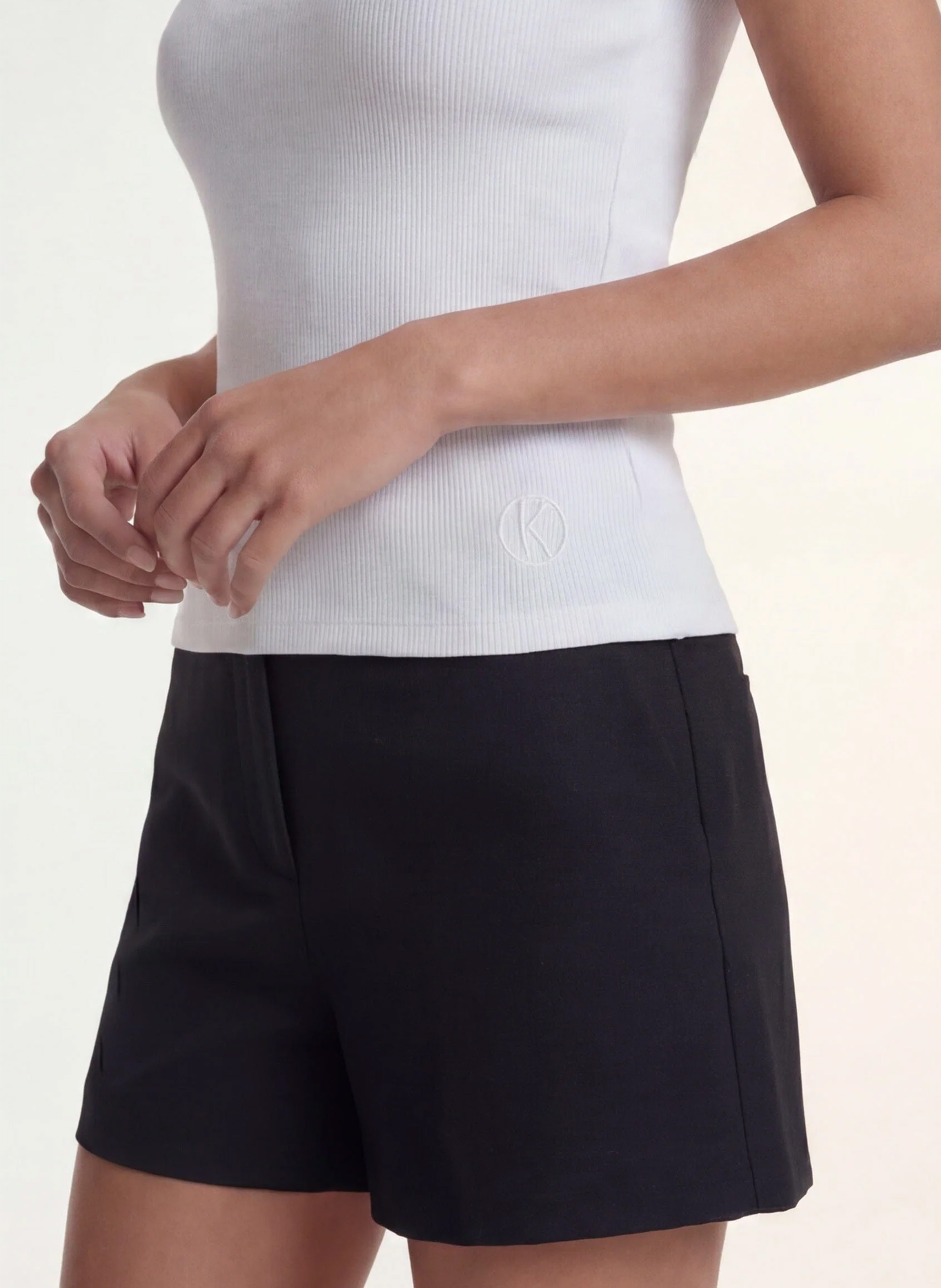 Tee-shirt manches courtes ajusté uni  | Blanc KOOKAI Femme