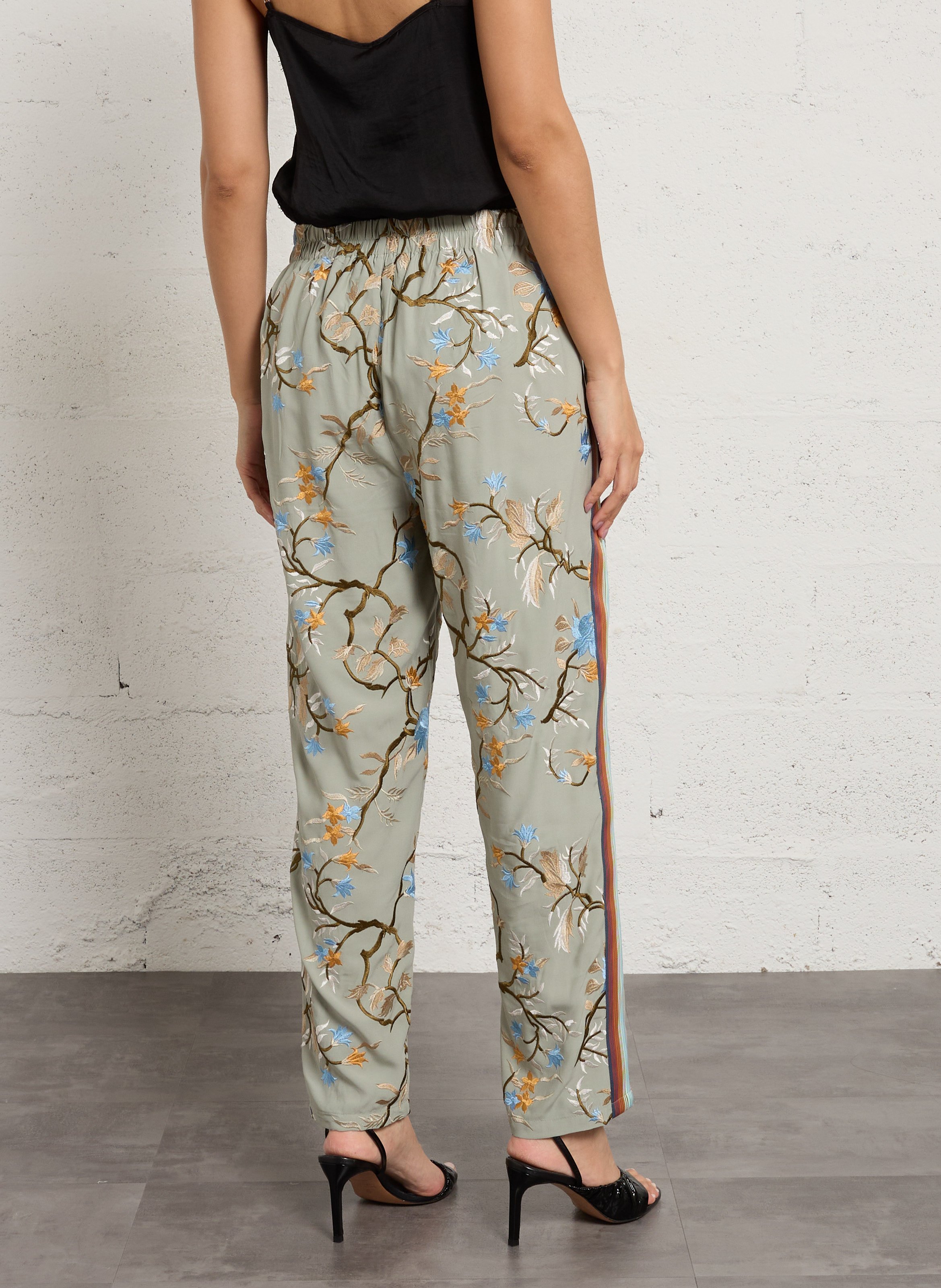 Pantalon droit brodé MES DEMOISELLES Bleu