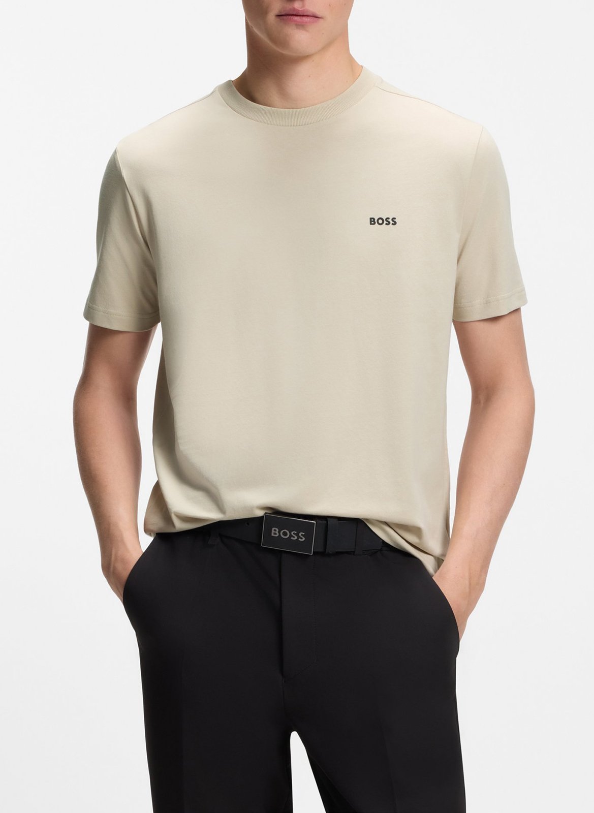 Tee-shirt col rond en coton mélangé BOSS