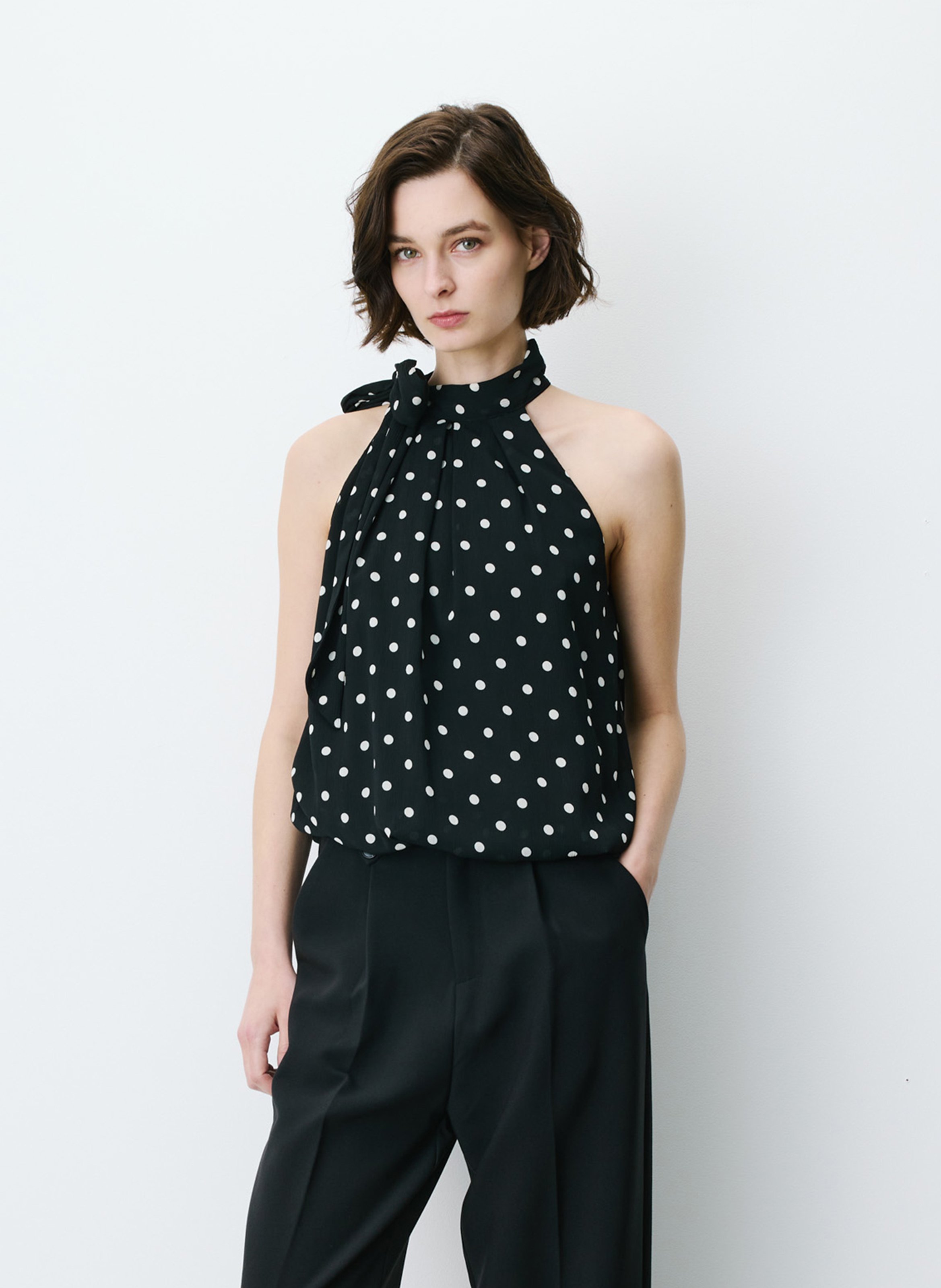Printed high-neck top GRACE ET MILA Black