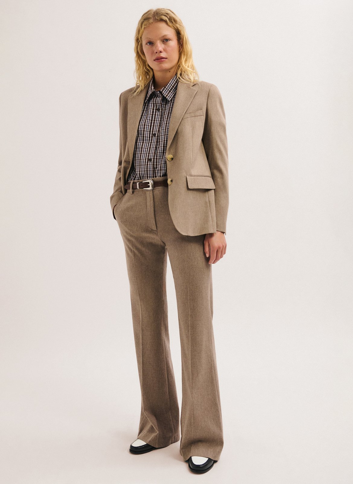 Solid straight blazer PABLO Beige