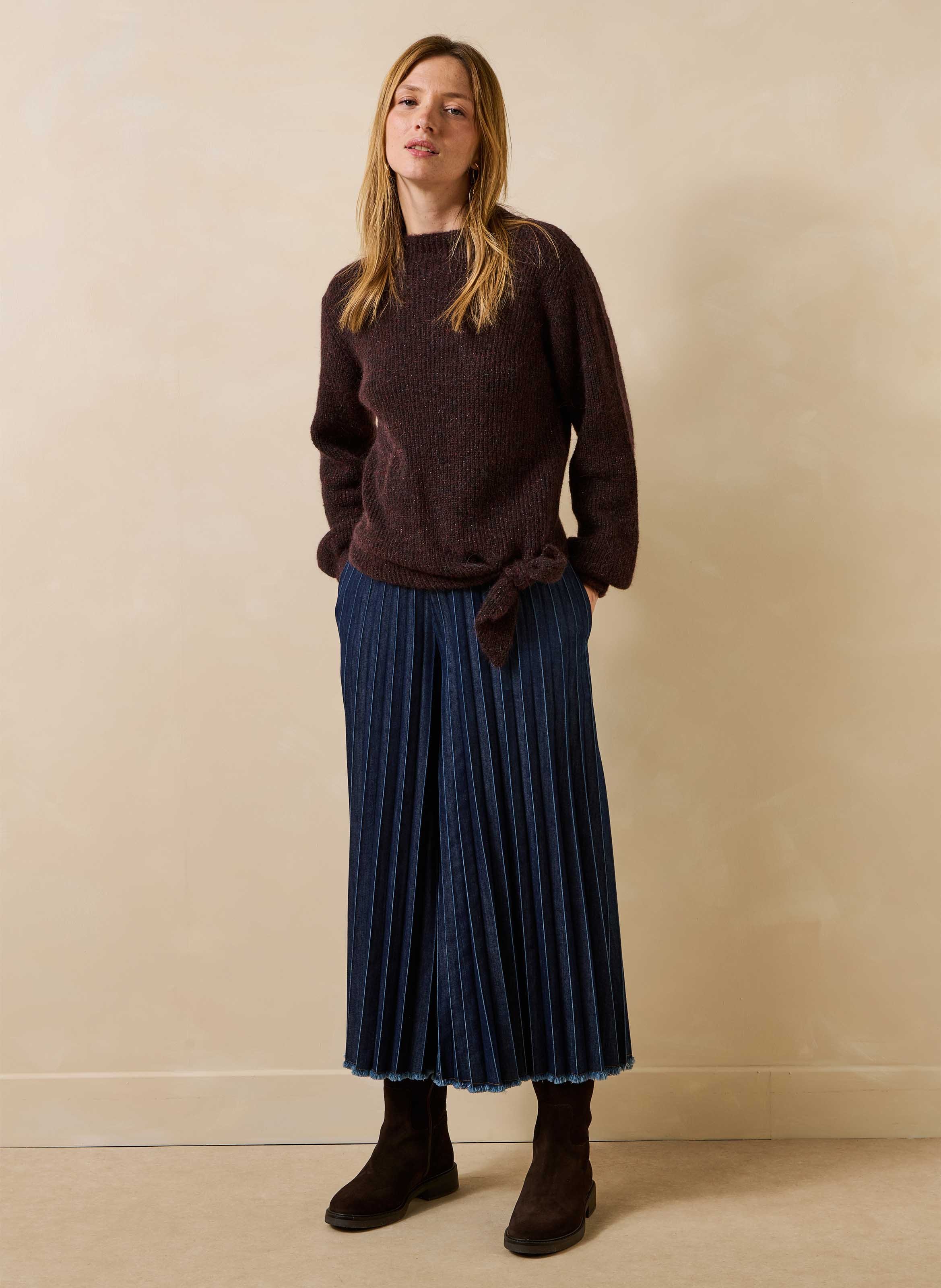 Iridescent alpaca blend sweater LA FEE MARABOUTEE Brown