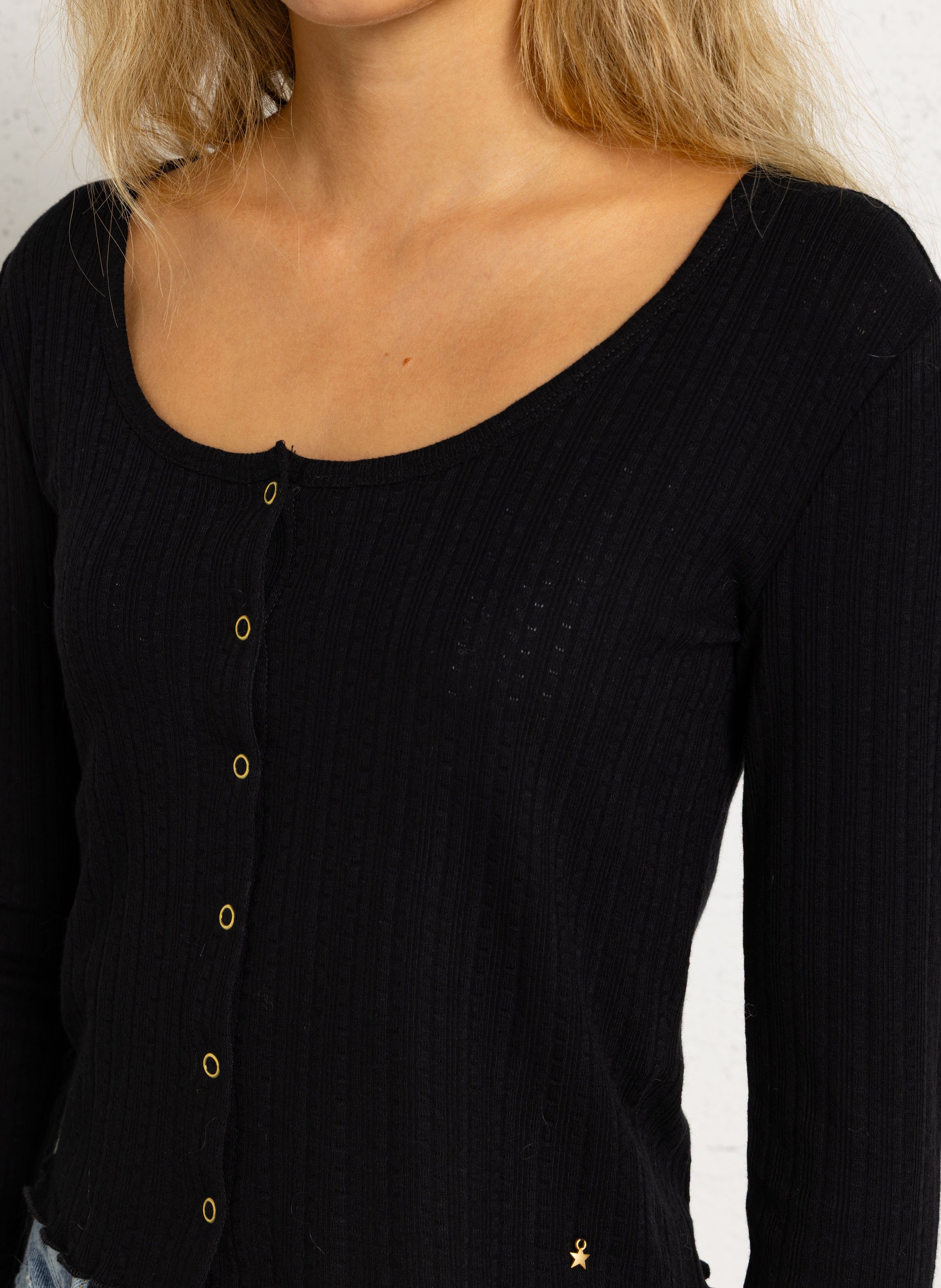 T-shirt ajusté en coton DES PETITS HAUTS Noir