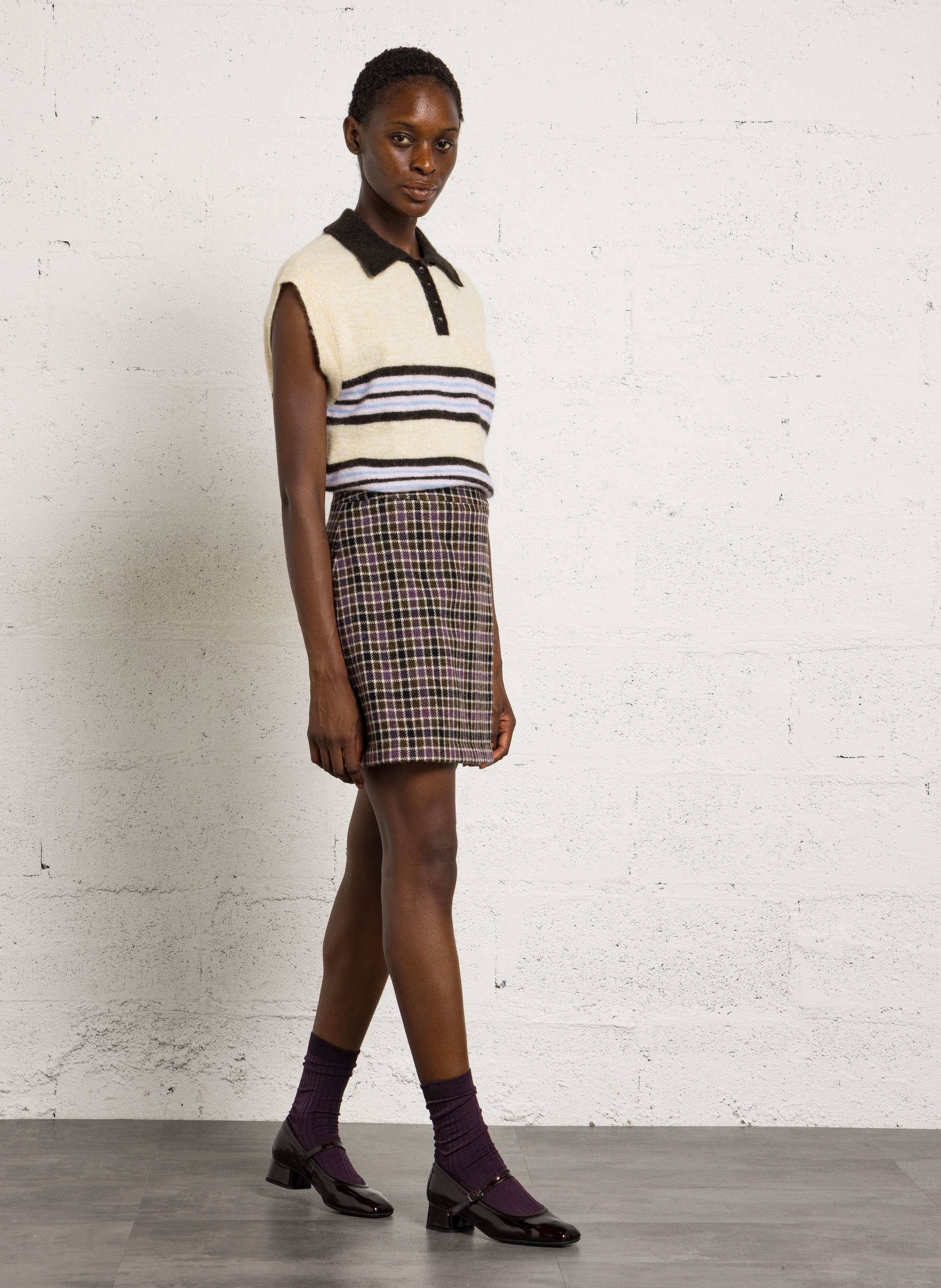 Short wool skirt DES PETITS HAUTS Multicolored