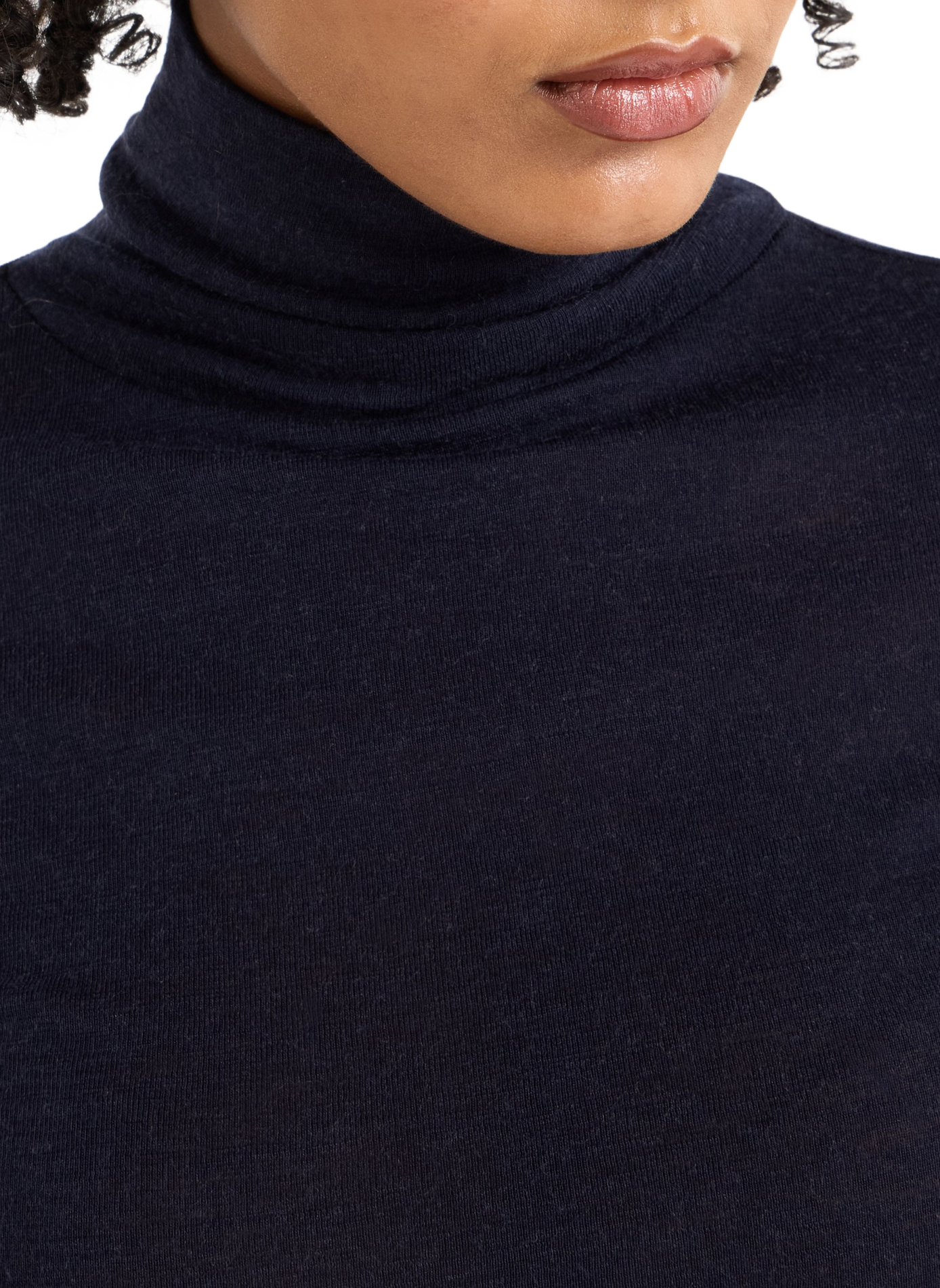 Plain wool turtleneck sweater with bouclé knit SAISON 1865 Blue